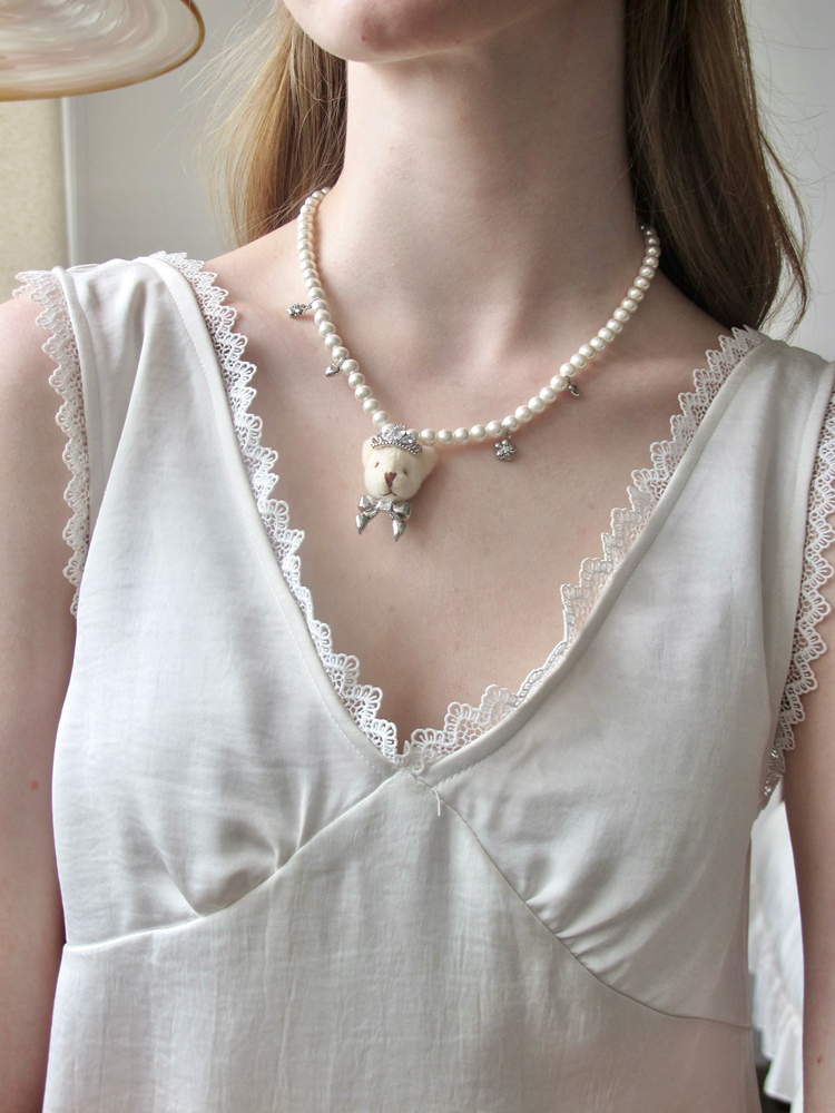 Exquisite Layered Pearl Necklace with Childlike Bear and Flower Design for Sweet Girls - Trendy Clavicle Chain Exquisite Layered Pearl Necklace with Childlike Bear and Flower Design for Sweet Girls - Trendy Clavicle Chain