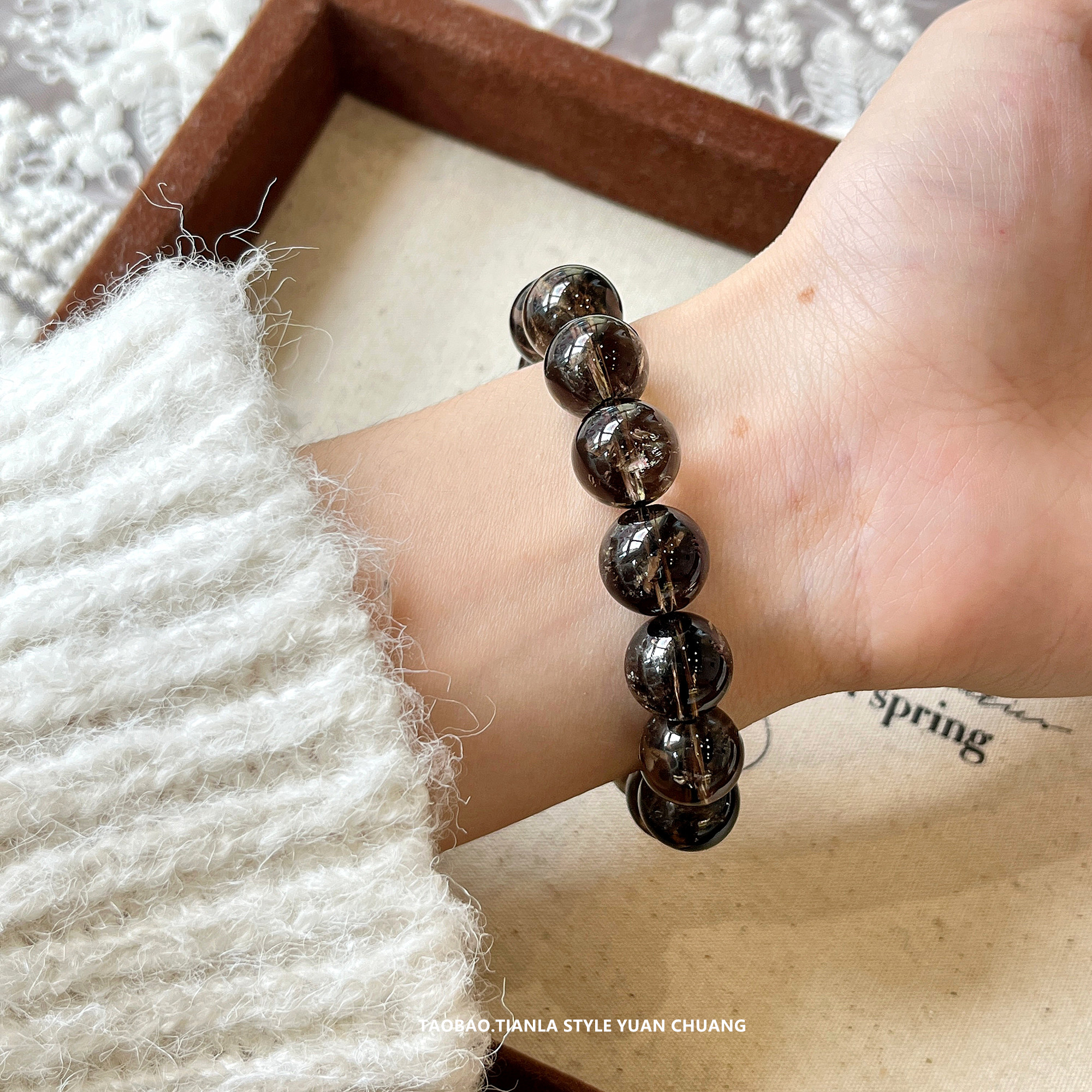 Exquisite Light Luxury Natural Tea Crystal Bracelet for Women - High-End Design, Perfect Gift for Girlfriend, Showcases Fair Skin Exquisite Light Luxury Natural Tea Crystal Bracelet for Women - High-End Design, Perfect Gift for Girlfriend, Showcases Fair Skin