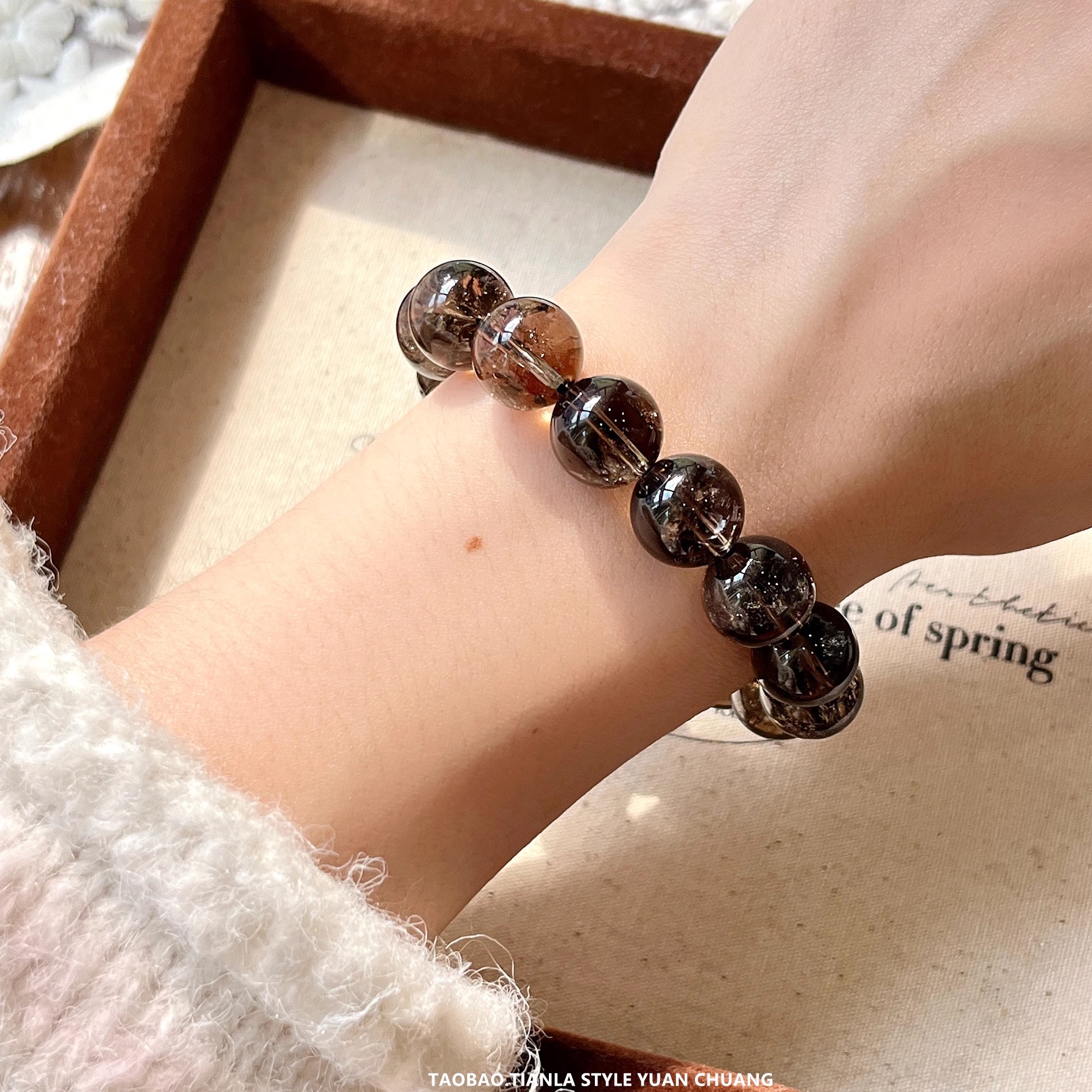 Exquisite Light Luxury Natural Tea Crystal Bracelet for Women - High-End Design, Perfect Gift for Girlfriend, Showcases Fair Skin Exquisite Light Luxury Natural Tea Crystal Bracelet for Women - High-End Design, Perfect Gift for Girlfriend, Showcases Fair Skin