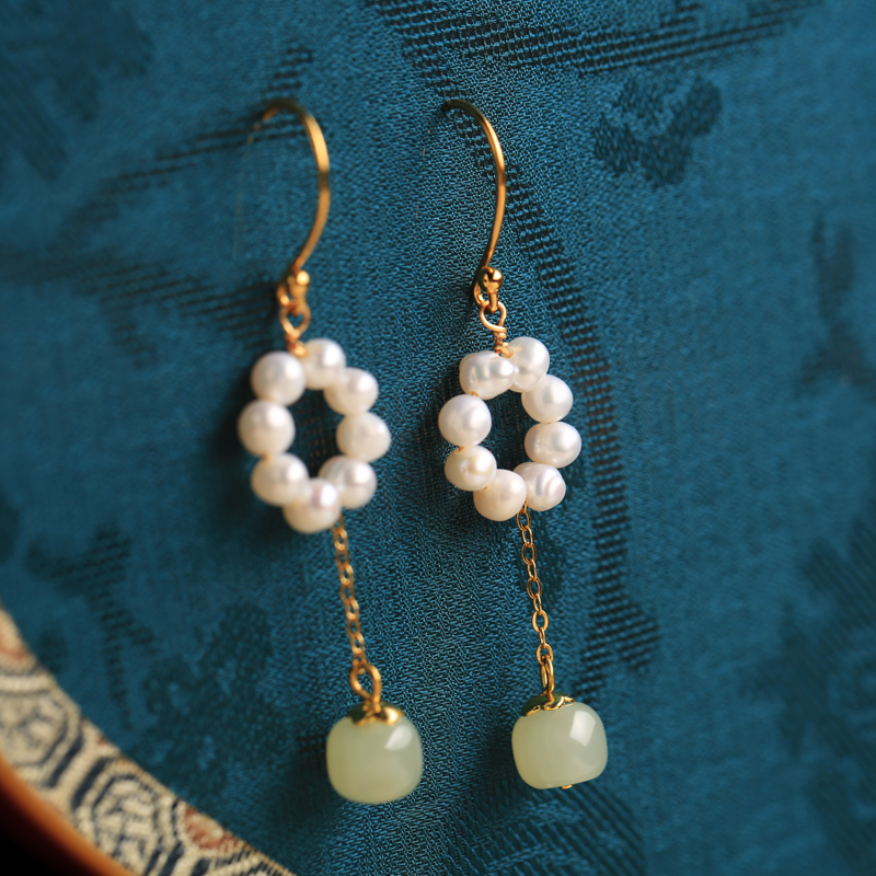 Exquisite Long Tassel Freshwater Pearl Earrings in Pure Silver - High-End Ancient Style Jewelry for Women