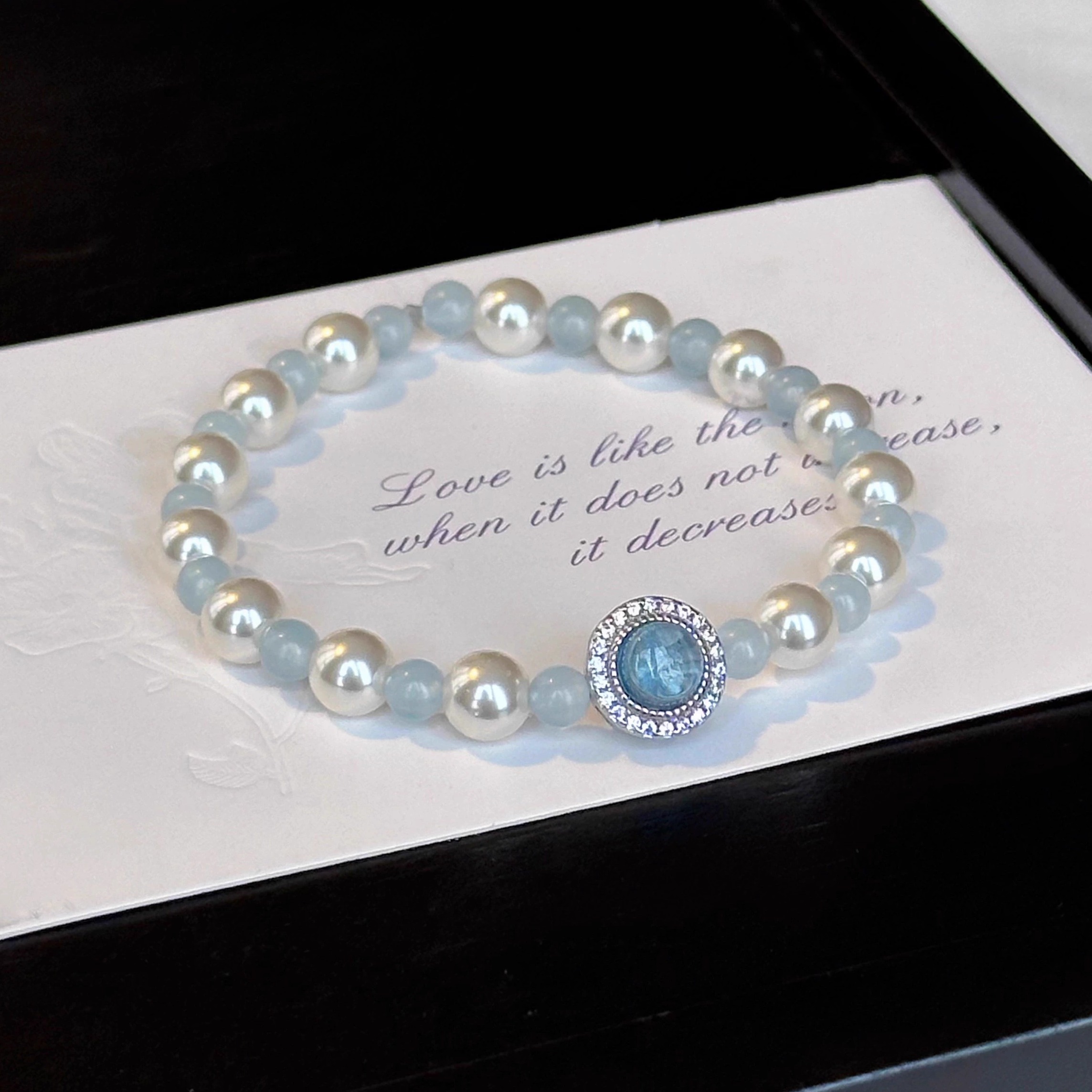 Exquisite Natural Aquamarine Pearl Bracelet - Classy French Design, High-End Elegance, Perfect for Special Occasions