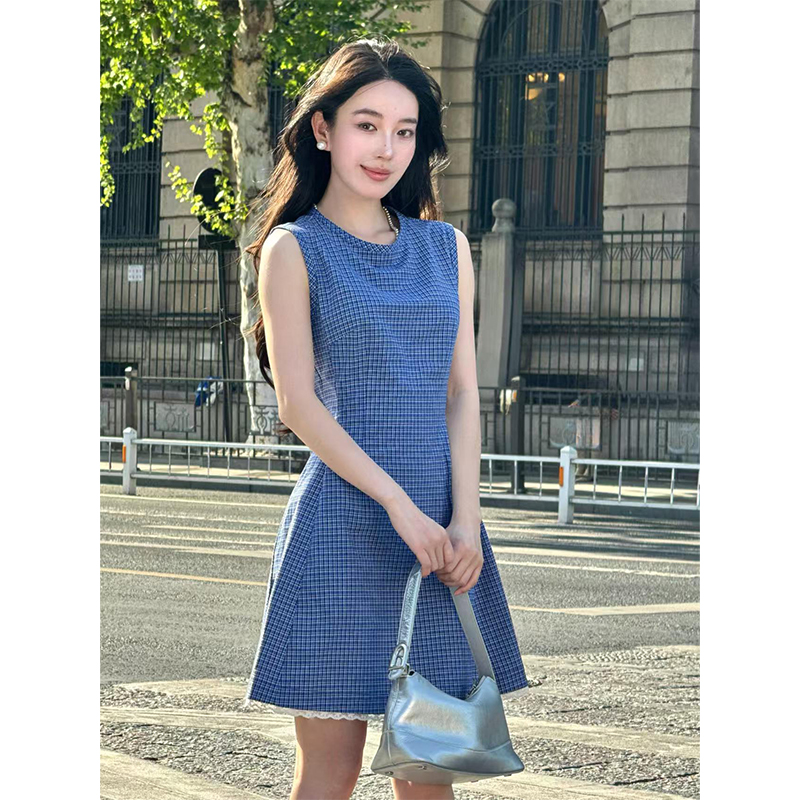 Exquisite Romantic Plaid Lace Trim Vest Dress - Elegant Women's Skirt in 90s Y2K Style