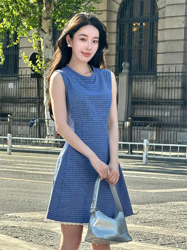 Exquisite Romantic Plaid Lace Trim Vest Dress - Elegant Women's Skirt in 90s Y2K Style Exquisite Romantic Plaid Lace Trim Vest Dress - Elegant Women's Skirt in 90s Y2K Style
