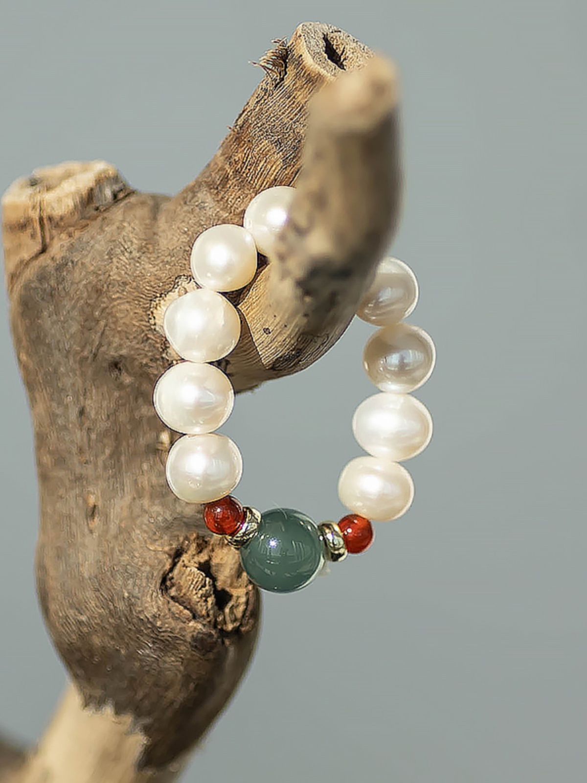 Exquisite Vintage Natural Freshwater Pearl Ring with Agate and Jade, Light Luxury Jewelry Gift for Women Exquisite Vintage Natural Freshwater Pearl Ring with Agate and Jade, Light Luxury Jewelry Gift for Women
