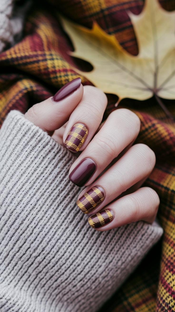fall plaid nail designs