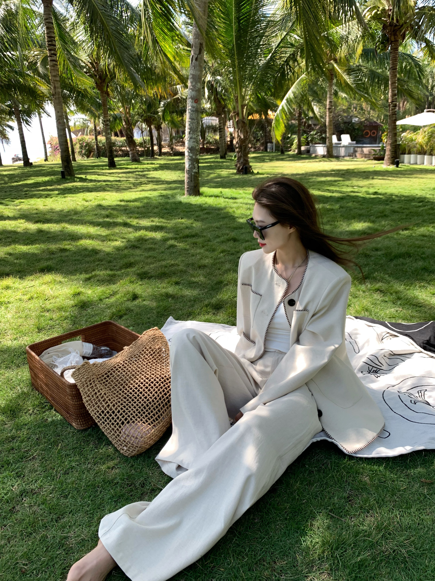 Fashionable Loose Linen Wide Leg Pants Set for Women - Chic Summer Outfit, Trendy 90s Style