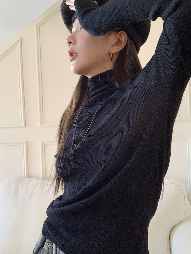 Fitted Purple Sweater with Pile Collar, Women's High-Neck Knitted Top for Autumn/Winter, Sweet and Spicy Fashion Essential Fitted Purple Sweater with Pile Collar, Women's High-Neck Knitted Top for Autumn/Winter, Sweet and Spicy Fashion Essential