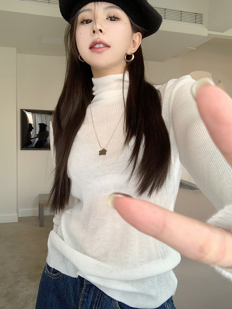 Fitted Purple Sweater with Pile Collar, Women's High-Neck Knitted Top for Autumn/Winter, Sweet and Spicy Fashion Essential