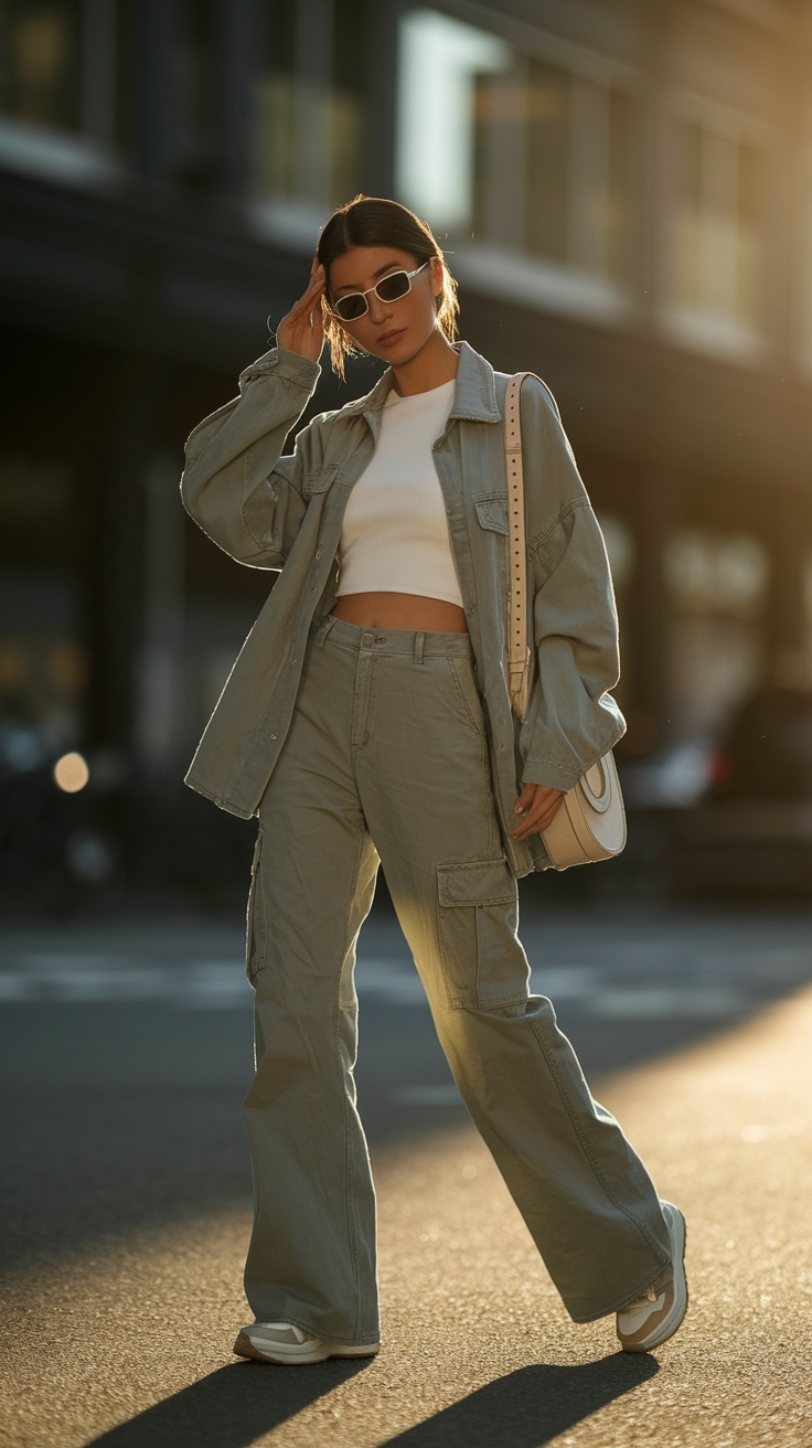 Flared Cargo Pants: The Ultimate Casual Chic Trend outfit idea
