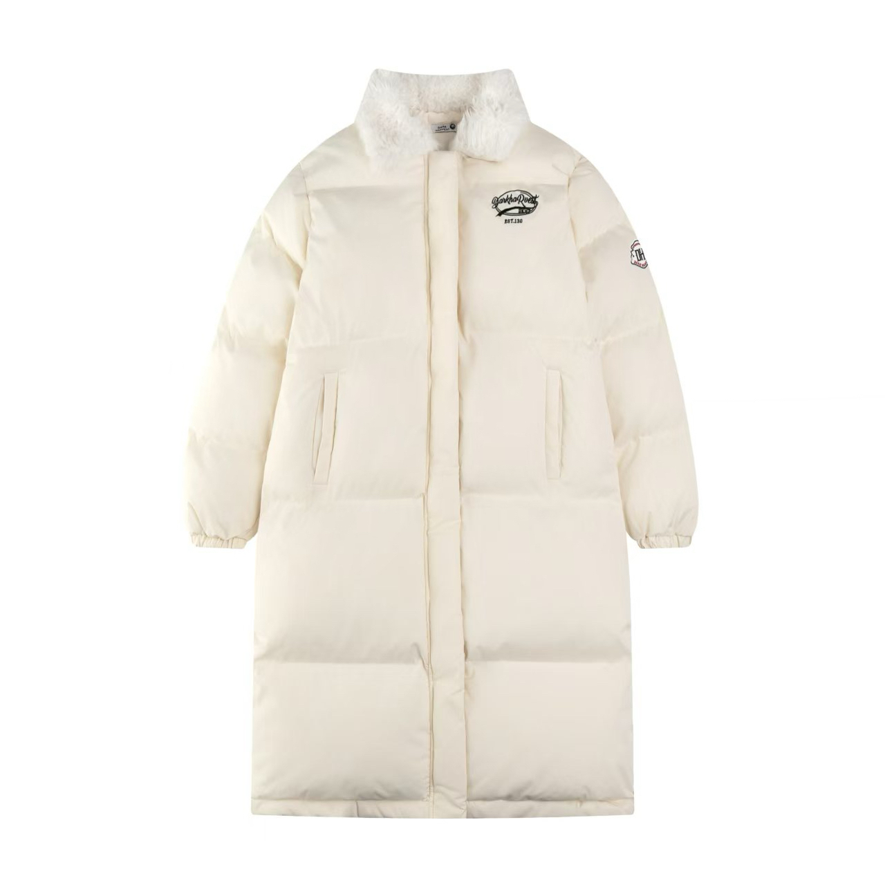 Fleece-Lined Loose Mid-Length Cotton Coat for Women - Casual College Style Over-Knee Thick Jacket in American Style Fleece-Lined Loose Mid-Length Cotton Coat for Women - Casual College Style Over-Knee Thick Jacket in American Style