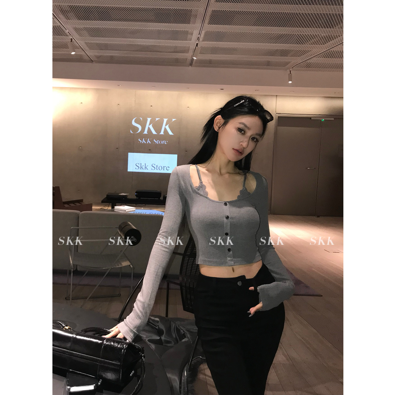 Flirty Precision Sniper Lace Splicing Long Sleeve Top - Exquisite Fake Two-Piece Design, Korean Style Spring Shirt for Women Flirty Precision Sniper Lace Splicing Long Sleeve Top - Exquisite Fake Two-Piece Design, Korean Style Spring Shirt for Women