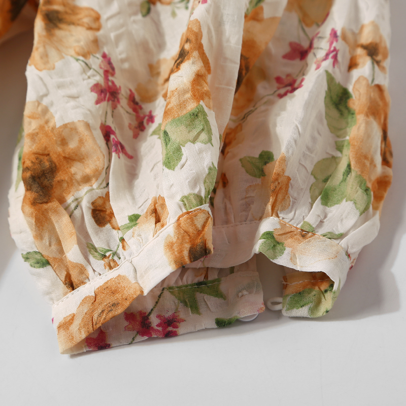 Floral Backless Dress with Bow Decoration - Summer Round Neck Age-Reducing Style, European Fashion, Perfect for 90s & Y2K Inspired Looks