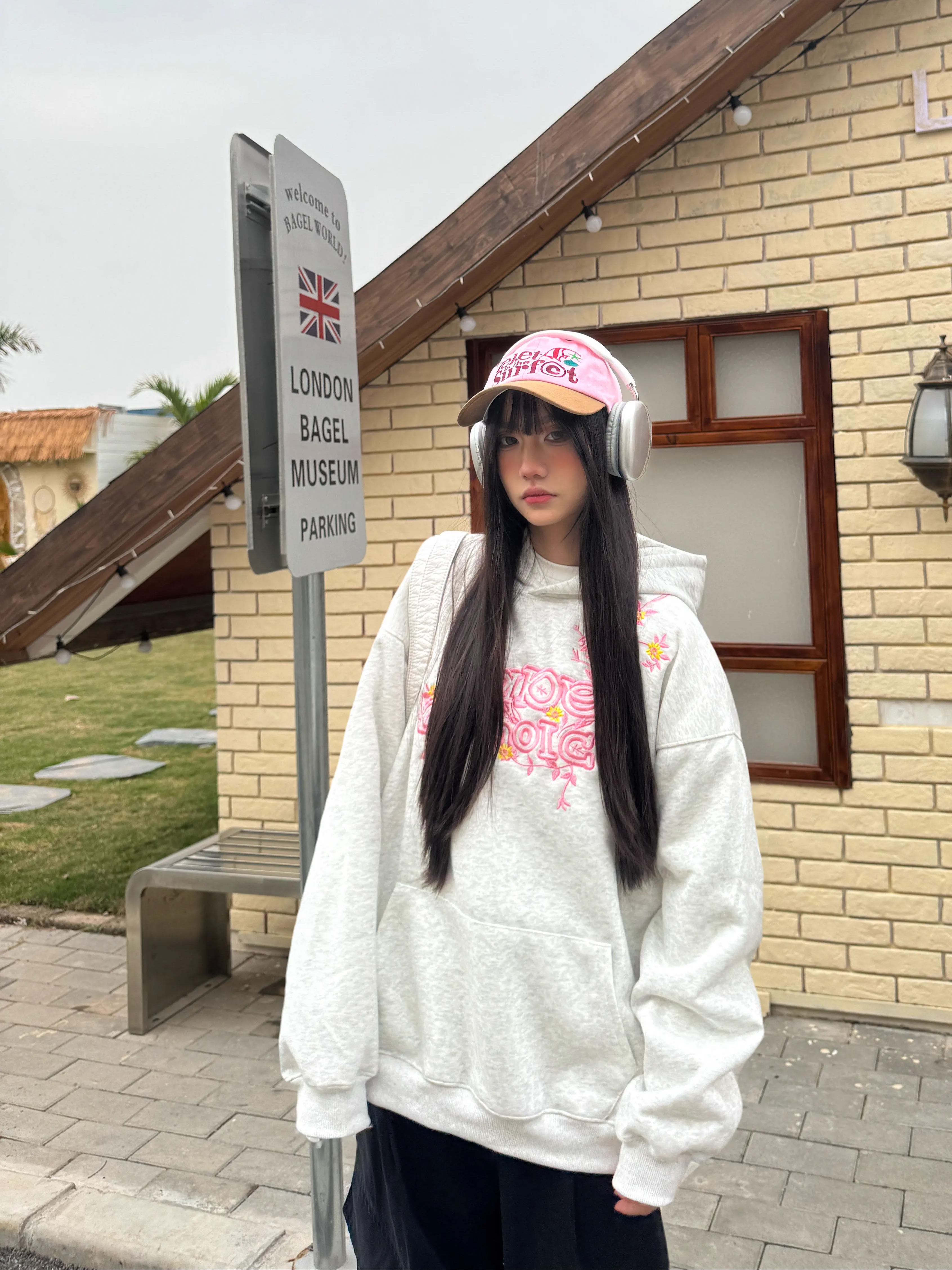 Floral Embroidery Hoodie for Women - Loose Casual Sweatshirt, Spring Style, National Trend, 90s Inspired American Fashion Floral Embroidery Hoodie for Women - Loose Casual Sweatshirt, Spring Style, National Trend, 90s Inspired American Fashion