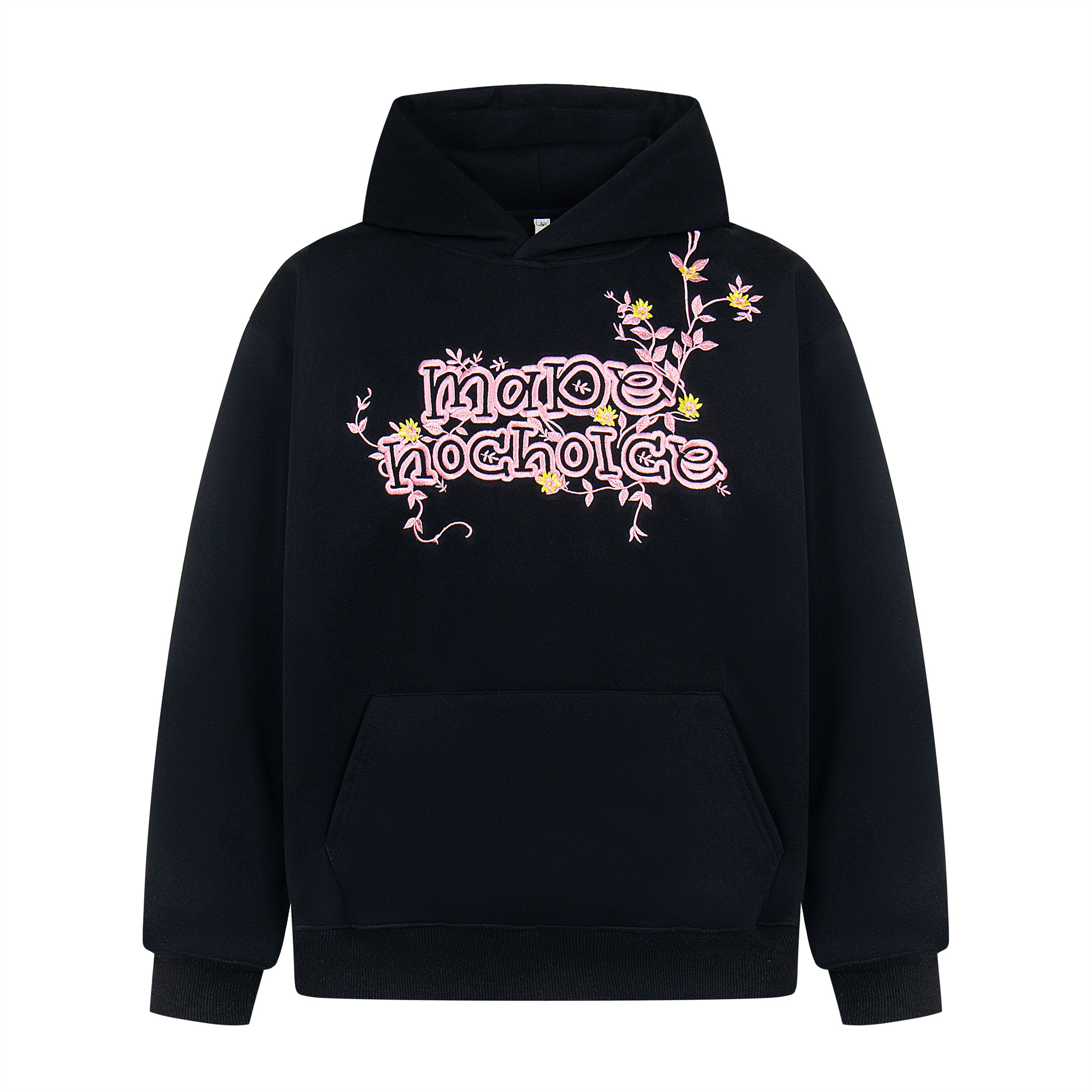 Floral Embroidery Hoodie for Women - Loose Casual Sweatshirt, Spring Style, National Trend, 90s Inspired American Fashion