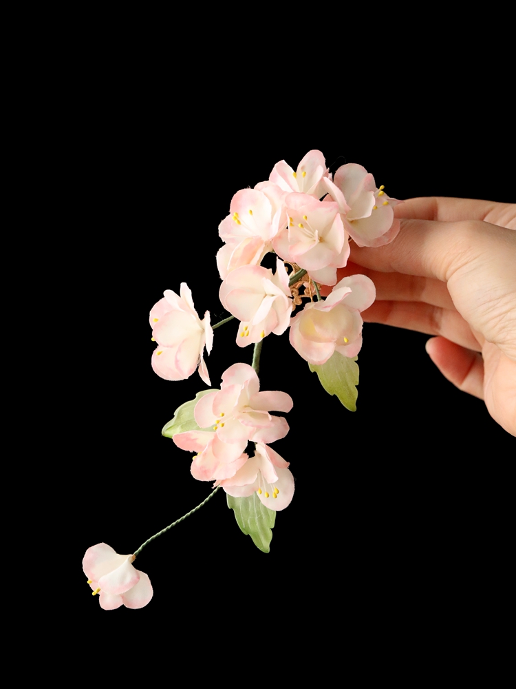 Floral Hairpin Headpiece for Hanfu Costume, Pastel Silk Flowers, Ethereal Tang Style Hair Ornament for Girls, Ancient Style Updo Accessory Floral Hairpin Headpiece for Hanfu Costume, Pastel Silk Flowers, Ethereal Tang Style Hair Ornament for Girls, Ancient Style Updo Accessory