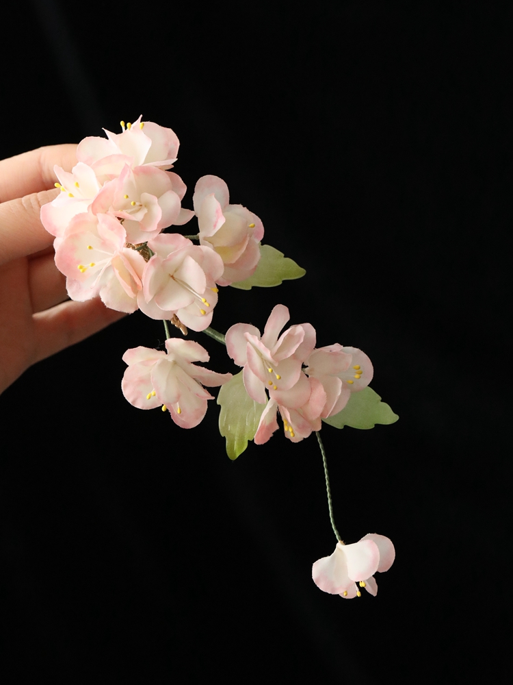 Floral Hairpin Headpiece for Hanfu Costume, Pastel Silk Flowers, Ethereal Tang Style Hair Ornament for Girls, Ancient Style Updo Accessory Floral Hairpin Headpiece for Hanfu Costume, Pastel Silk Flowers, Ethereal Tang Style Hair Ornament for Girls, Ancient Style Updo Accessory