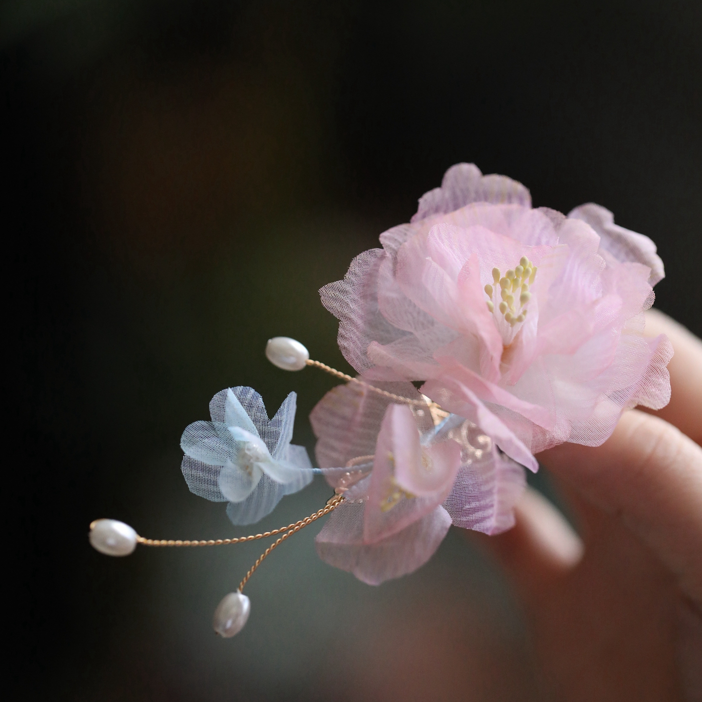 Floral Hanfu Hair Accessories for Fairy-Like Girls, Elegant Tang Style Hair Clips and Pins, Ancient Costume Ornaments