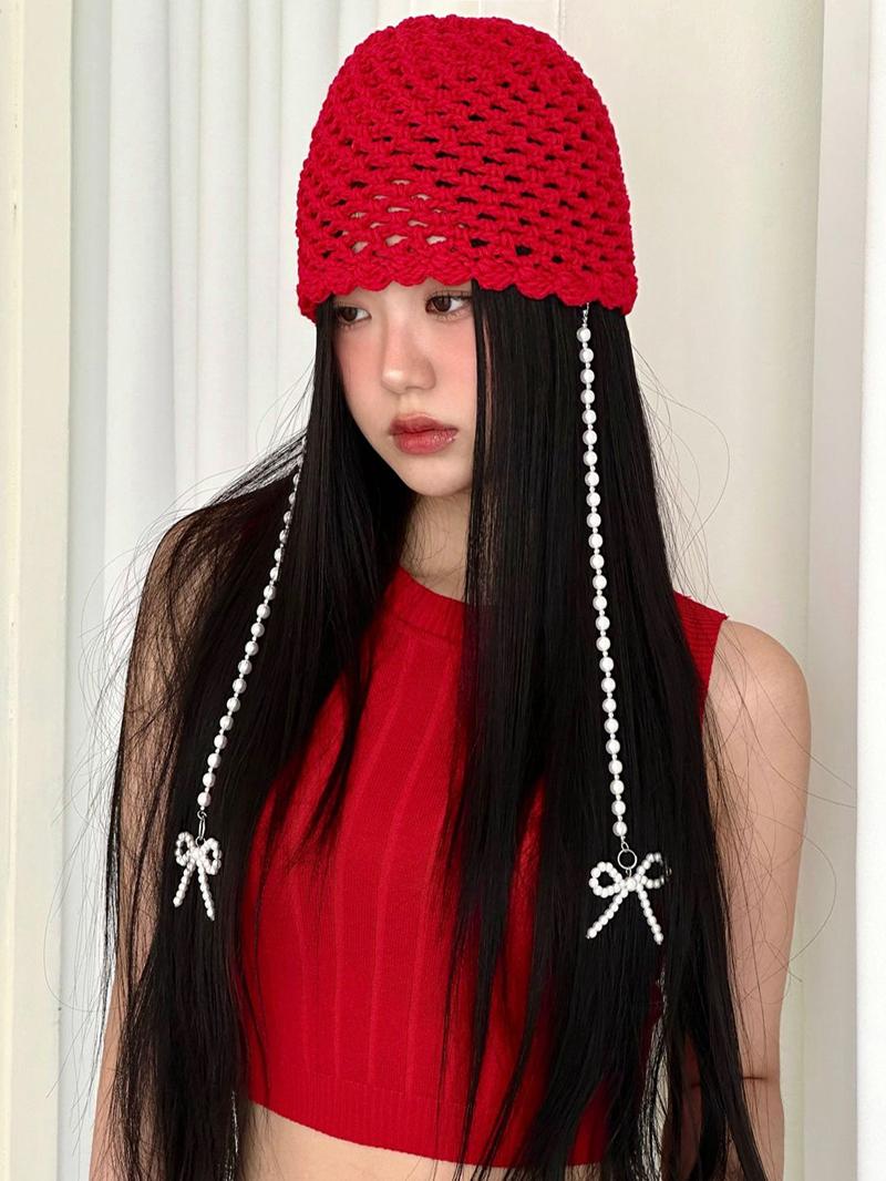 Floral Hollow Out Cap with Bow for Women - Versatile Face-Framing Small Hat for Spring and Autumn, Cute Y2K Style Floral Hollow Out Cap with Bow for Women - Versatile Face-Framing Small Hat for Spring and Autumn, Cute Y2K Style