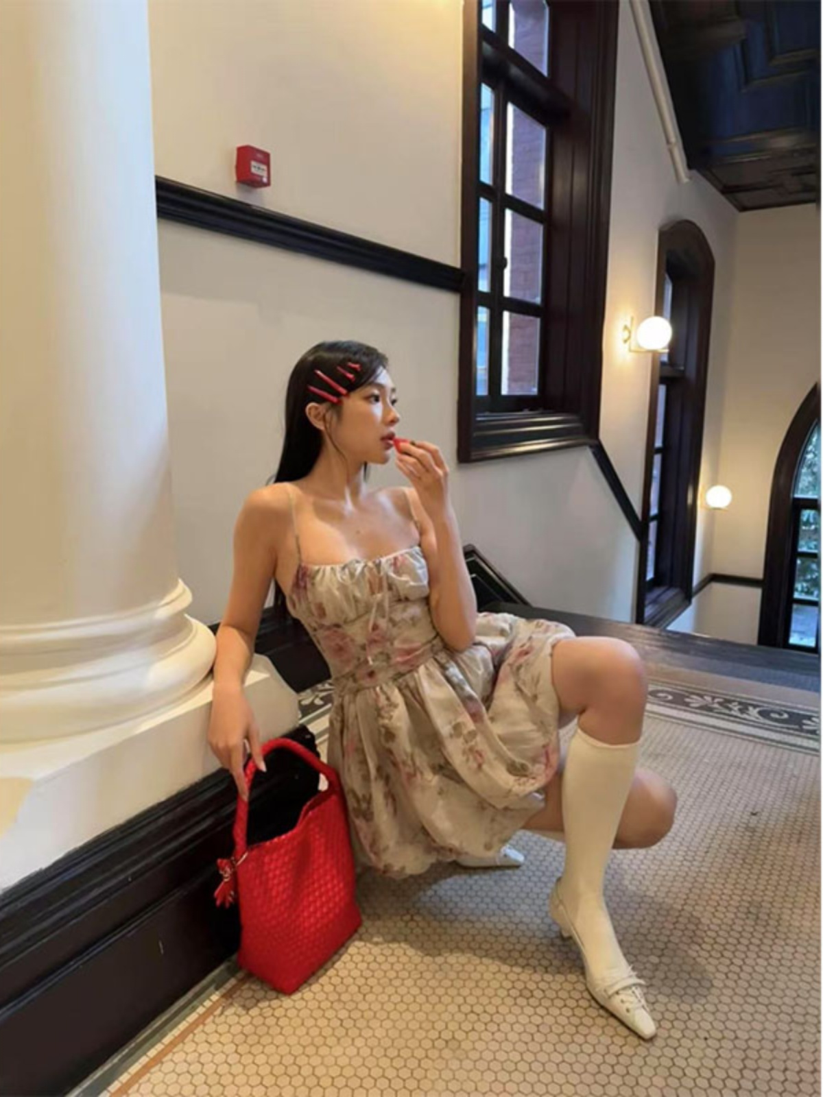 Floral Spaghetti Strap Dress - Women's Spring Summer Bubble Skirt, Sexy Thigh-Length Design, Elegant Temperament, Perfect for 90s Y2K Style