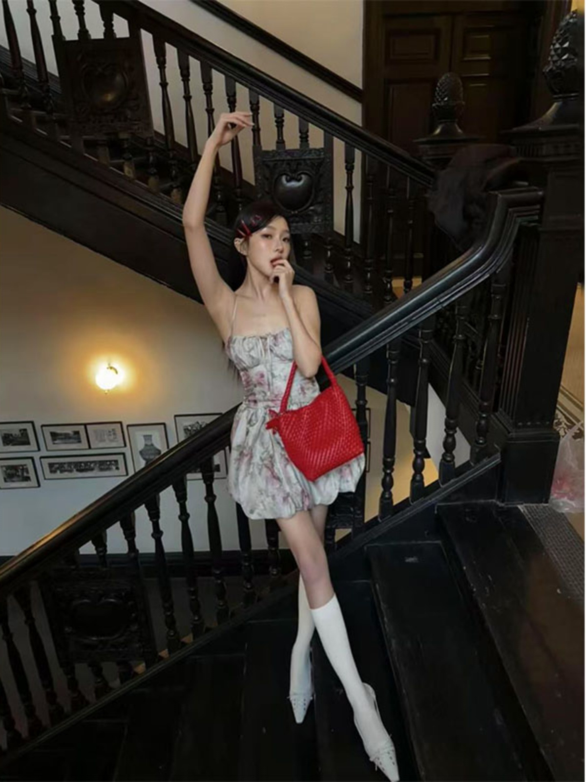 Floral Spaghetti Strap Dress - Women's Spring Summer Bubble Skirt, Sexy Thigh-Length Design, Elegant Temperament, Perfect for 90s Y2K Style Floral Spaghetti Strap Dress - Women's Spring Summer Bubble Skirt, Sexy Thigh-Length Design, Elegant Temperament, Perfect for 90s Y2K Style