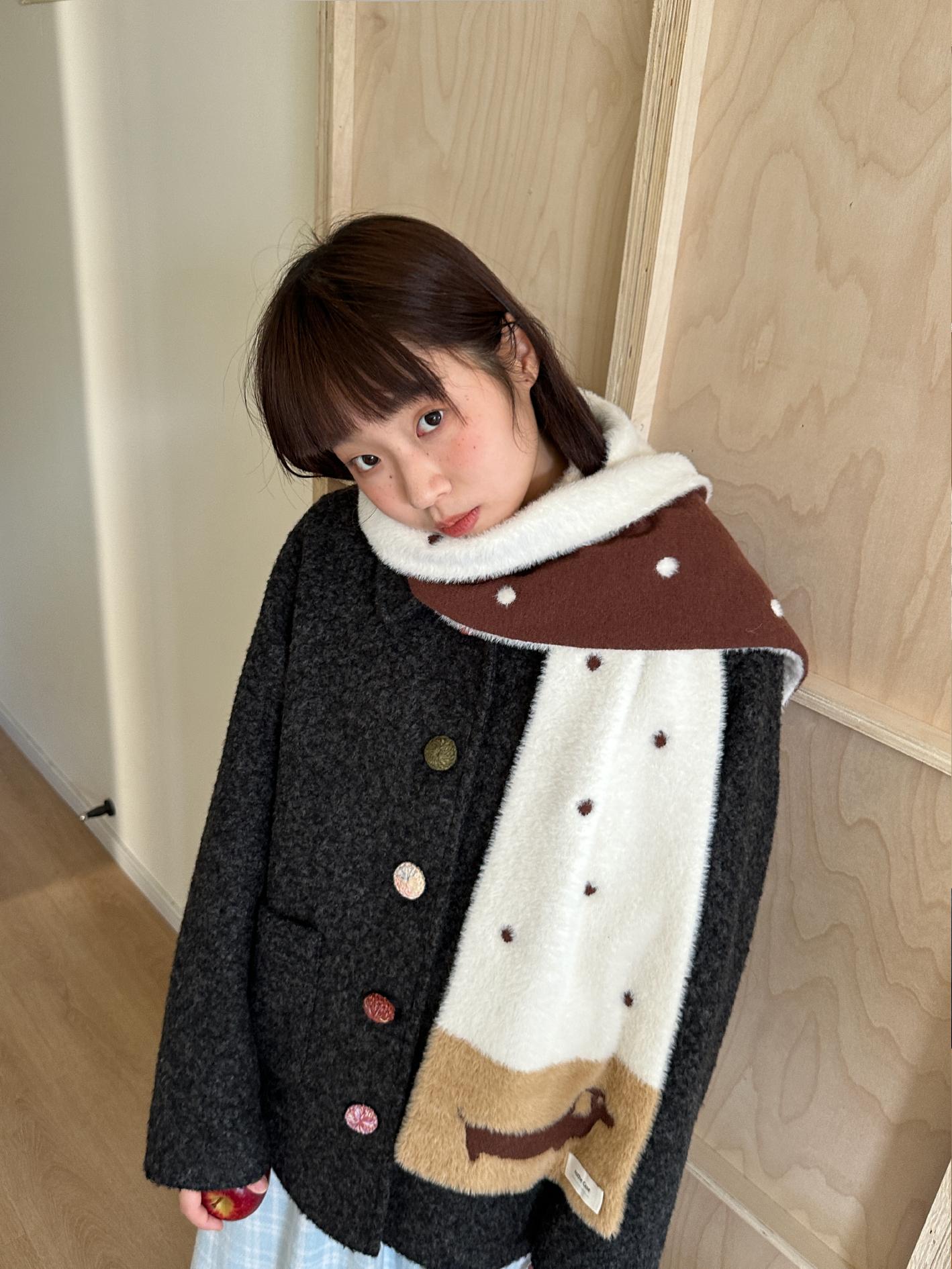 Floral Sweet Wine Handmade Wool Yarn Button Loose Coat in Mixed Gray - Trendy 90s-Inspired Wool Suit Outerwear Floral Sweet Wine Handmade Wool Yarn Button Loose Coat in Mixed Gray - Trendy 90s-Inspired Wool Suit Outerwear