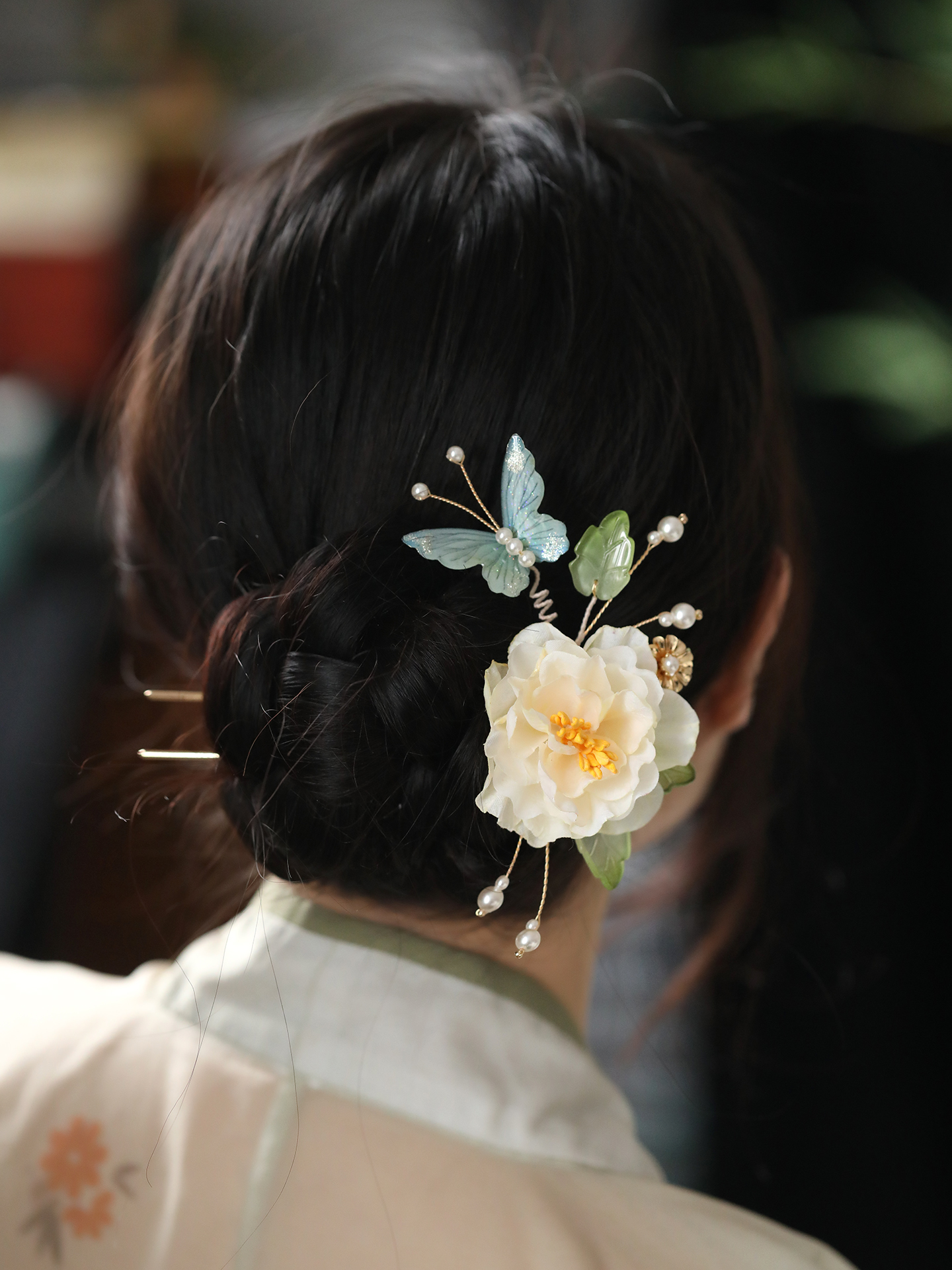 Floral U-Shaped Tang-Style Hairpin Set with Horse-Face Skirt Qipao and Coiled Hair Accessories - Ancient Style Hanfu Headdress Floral U-Shaped Tang-Style Hairpin Set with Horse-Face Skirt Qipao and Coiled Hair Accessories - Ancient Style Hanfu Headdress