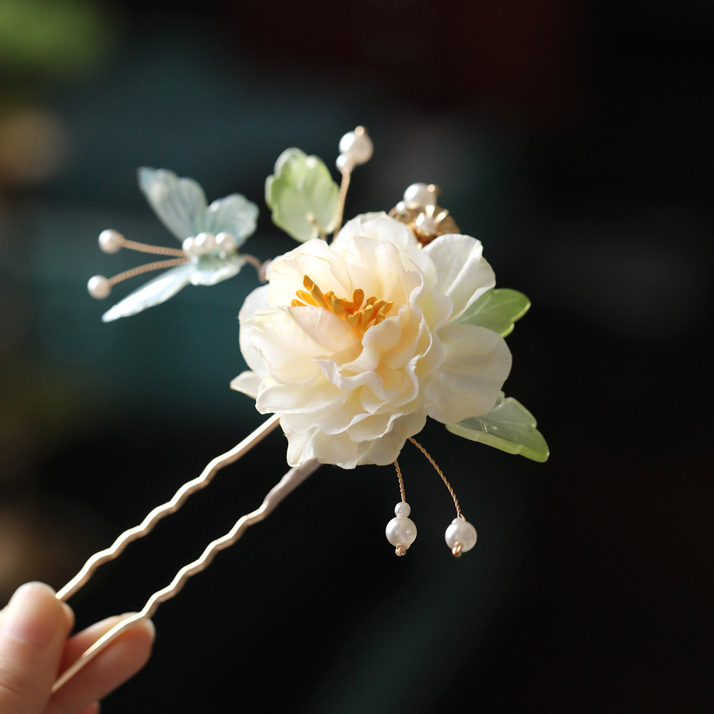 Floral U-Shaped Tang-Style Hairpin Set with Horse-Face Skirt Qipao and Coiled Hair Accessories - Ancient Style Hanfu Headdress Floral U-Shaped Tang-Style Hairpin Set with Horse-Face Skirt Qipao and Coiled Hair Accessories - Ancient Style Hanfu Headdress