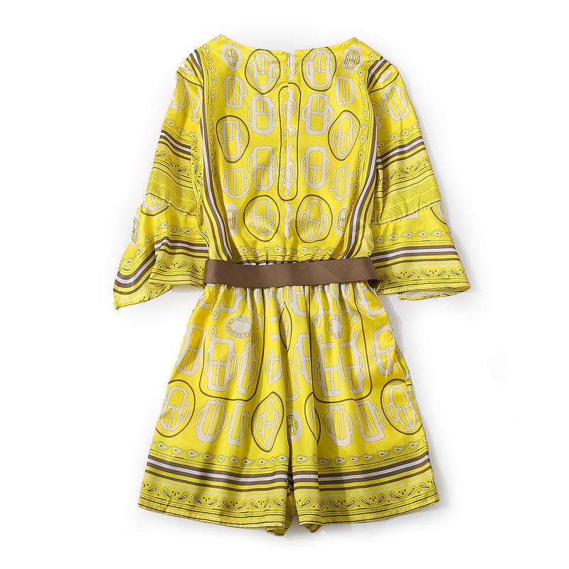 Floral V-Neck Jumpsuit for Women - Summer Split Flared Sleeve Design with Elastic Waist - European Style Fashion Floral V-Neck Jumpsuit for Women - Summer Split Flared Sleeve Design with Elastic Waist - European Style Fashion