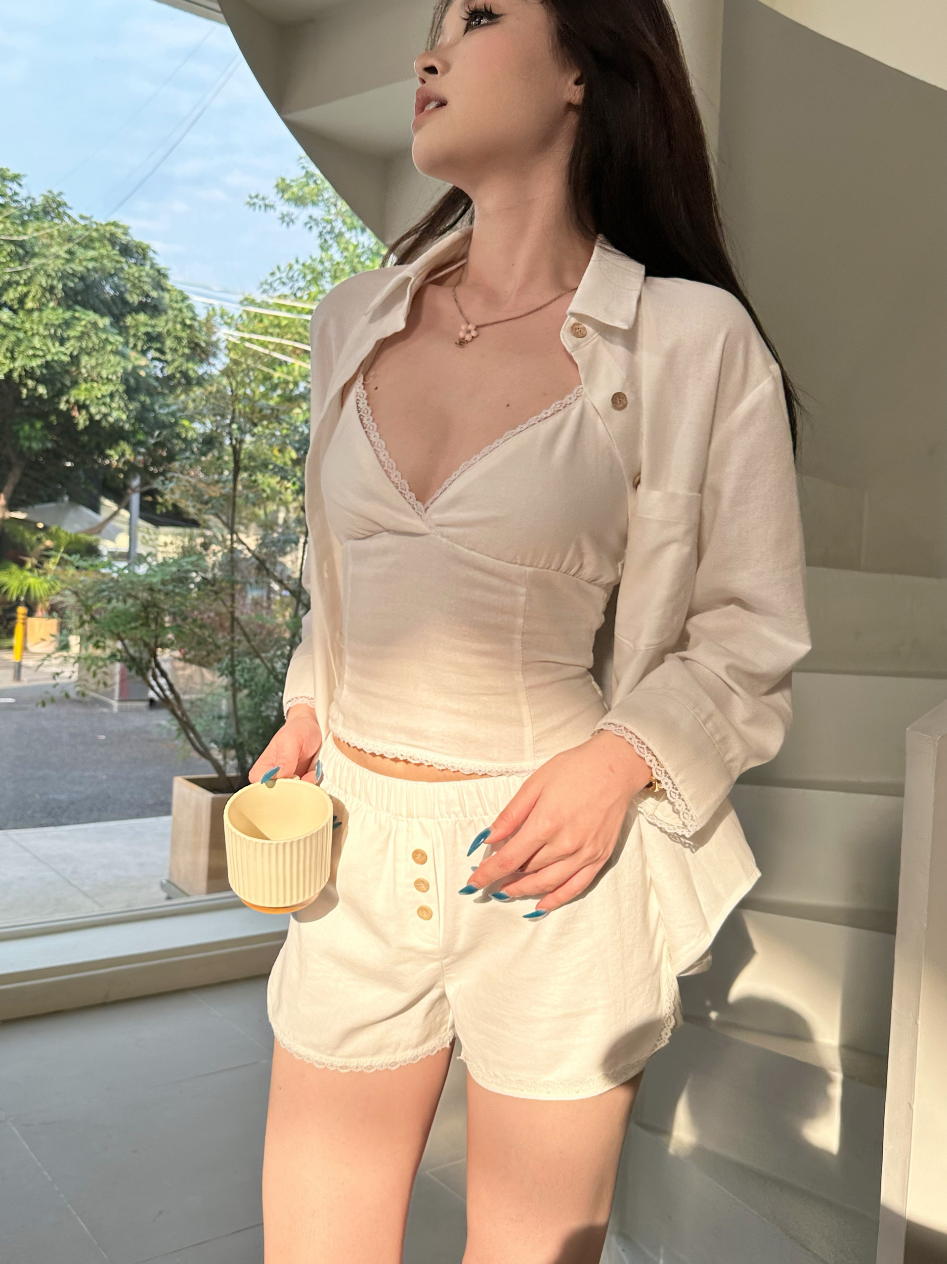 Floral Vacation Style Four-Piece Set in French White - Trendy Summer Outfit for Girls, Perfect for 90s and Y2K Inspired Looks Floral Vacation Style Four-Piece Set in French White - Trendy Summer Outfit for Girls, Perfect for 90s and Y2K Inspired Looks