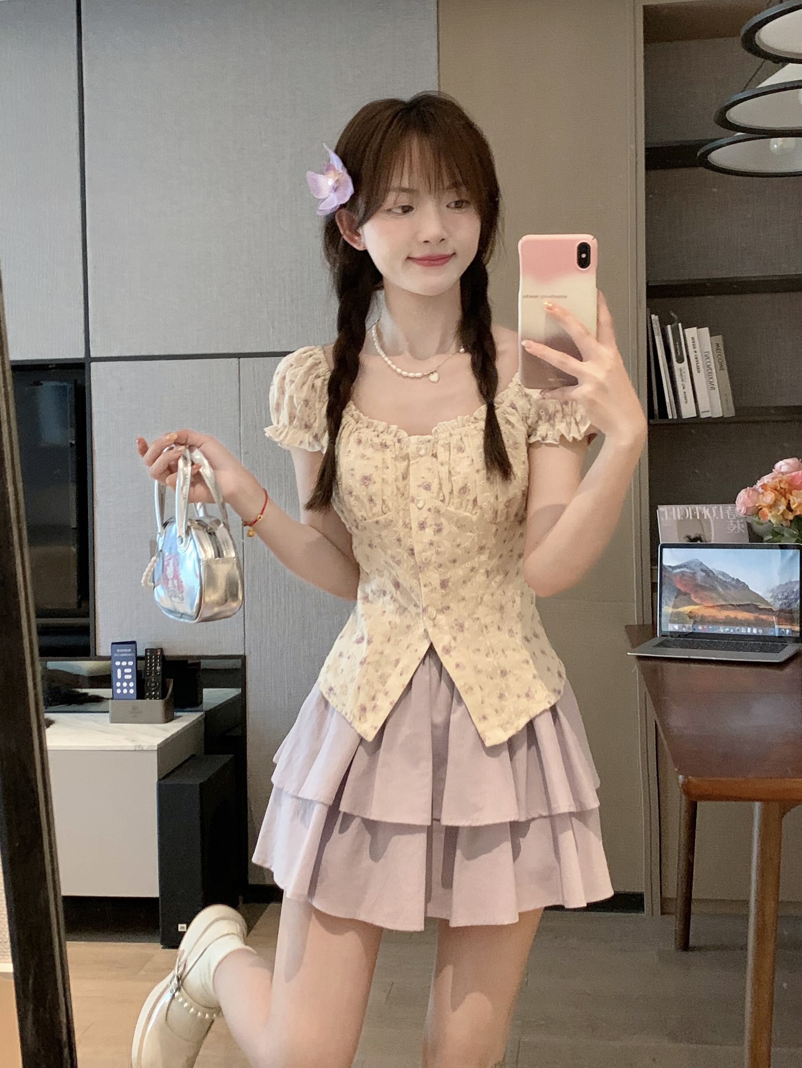 Floral Waist-Cinching Slimming Top Shirt for Women - Unique Exquisite Design for Spring Summer 90s Y2K Style