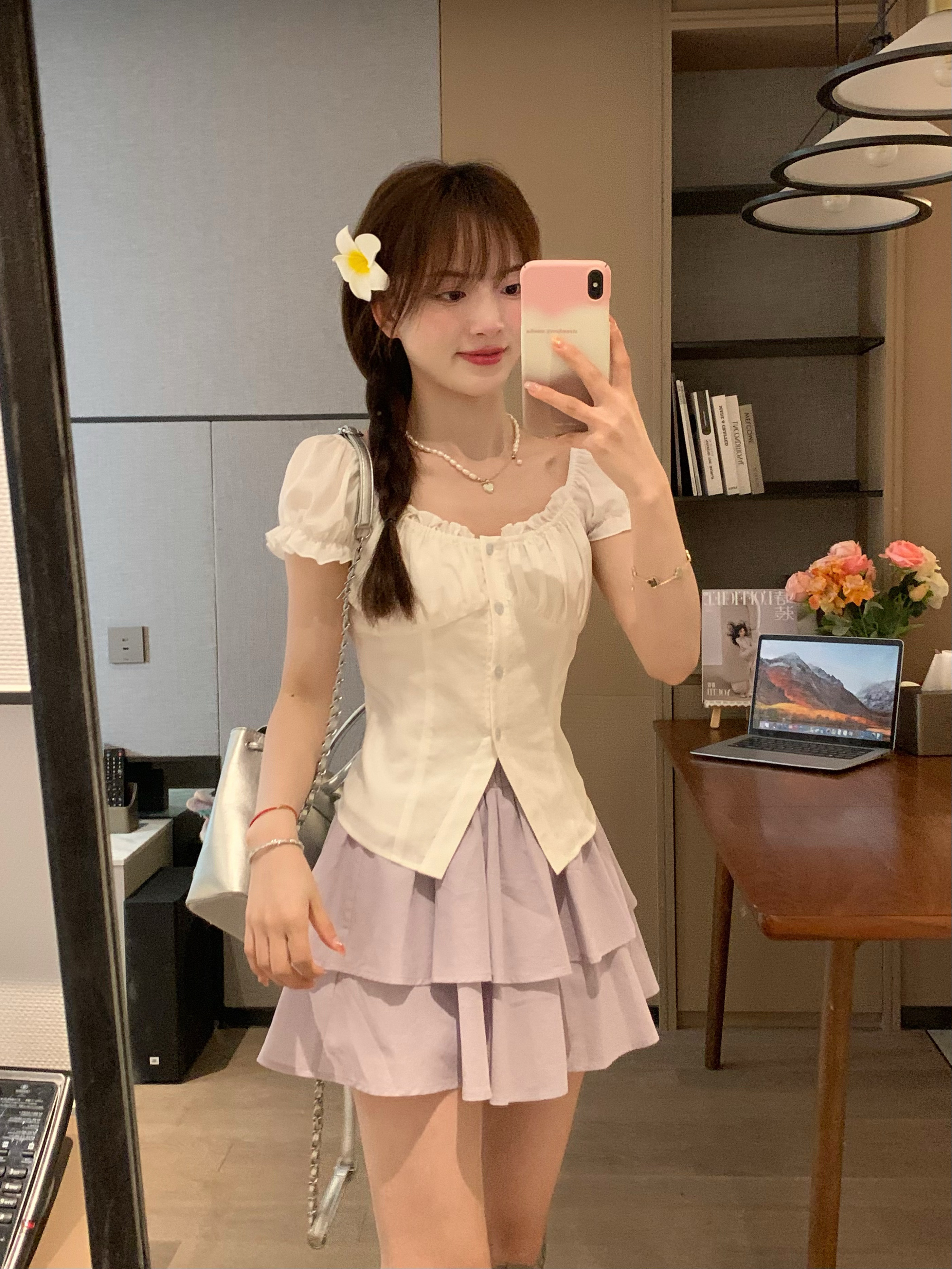 Floral Waist-Cinching Slimming Top Shirt for Women - Unique Exquisite Design for Spring Summer 90s Y2K Style Floral Waist-Cinching Slimming Top Shirt for Women - Unique Exquisite Design for Spring Summer 90s Y2K Style