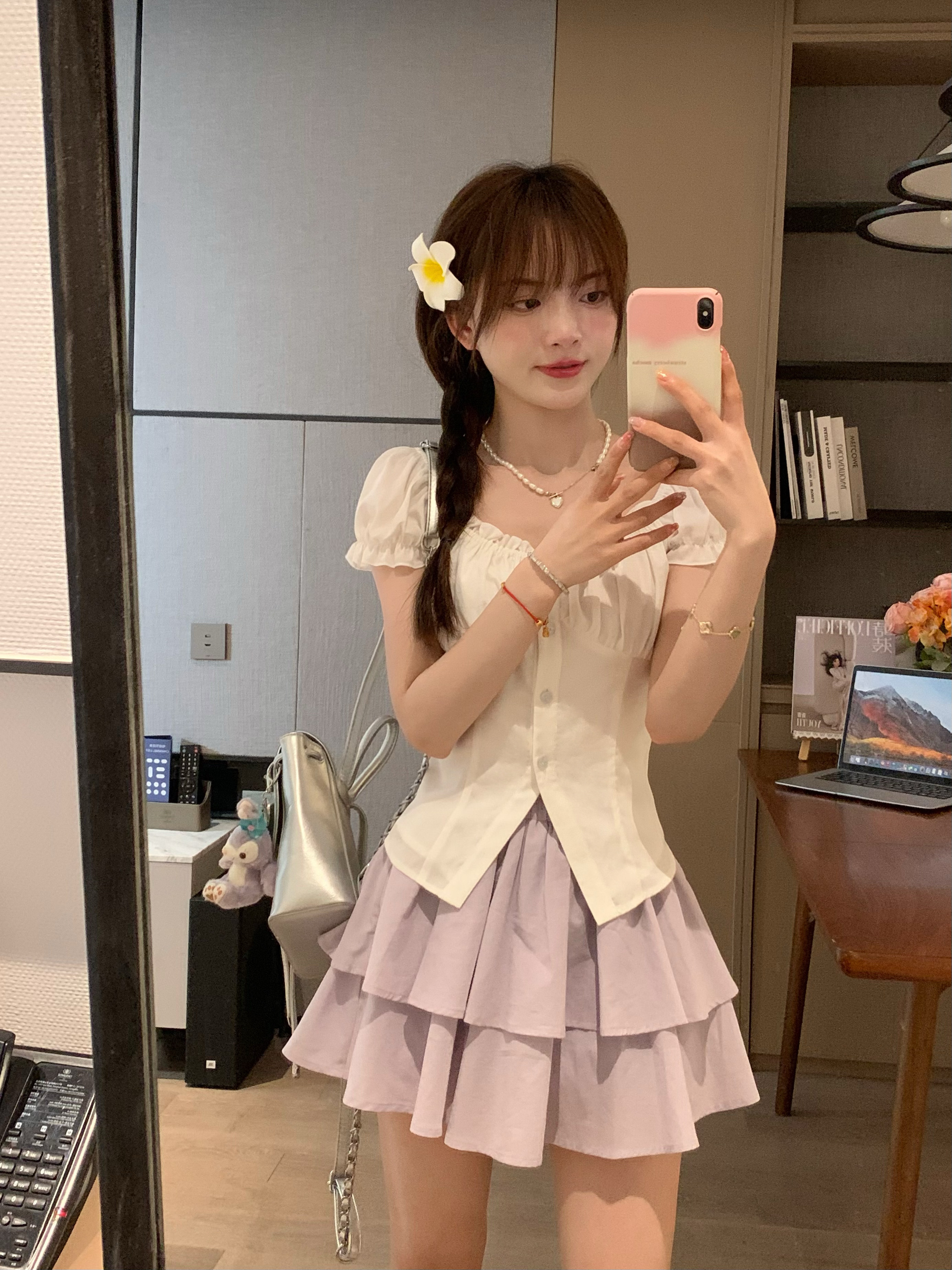 Floral Waist-Cinching Slimming Top Shirt for Women - Unique Exquisite Design for Spring Summer 90s Y2K Style Floral Waist-Cinching Slimming Top Shirt for Women - Unique Exquisite Design for Spring Summer 90s Y2K Style