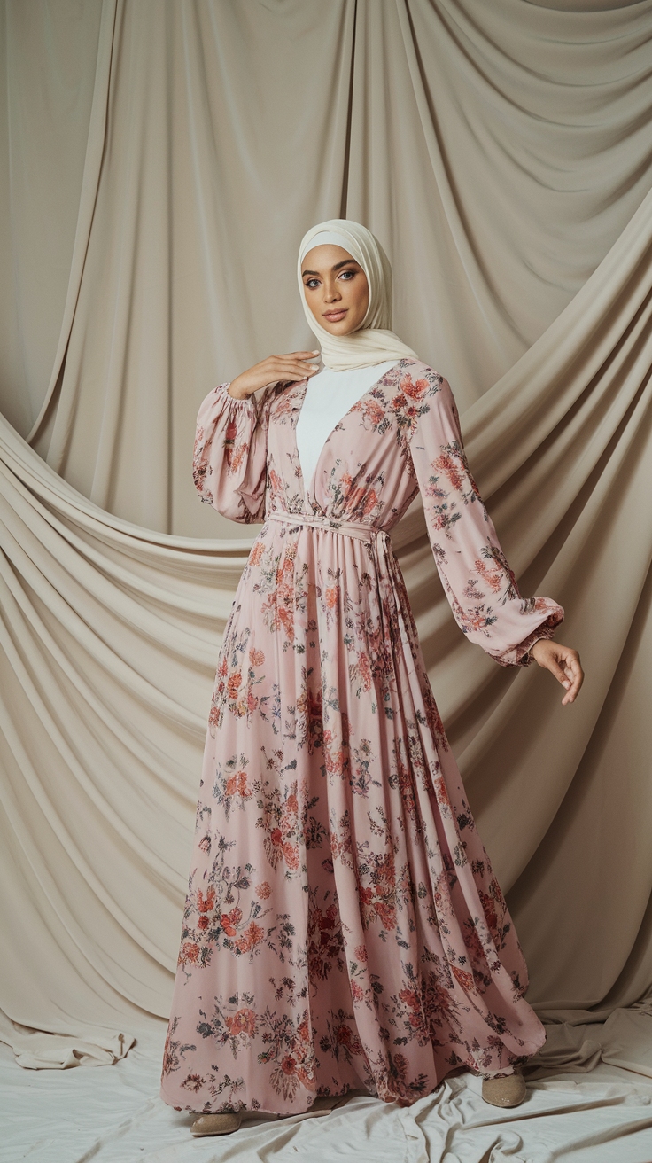 Floral Abaya Maxi Dresses for a Chic Festival Look outfit idea