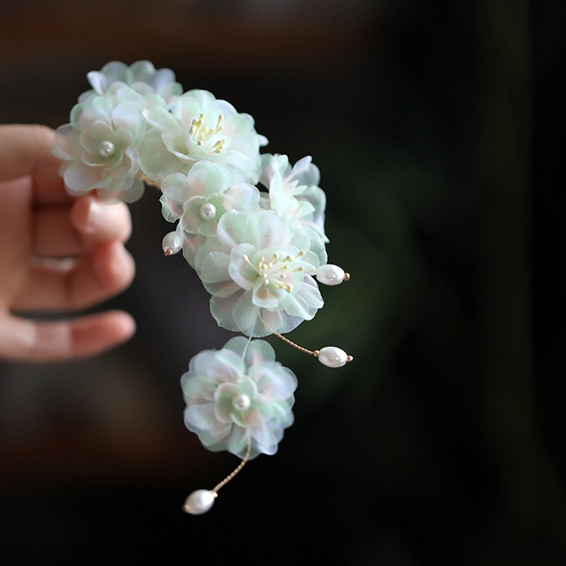 Flower Fairy Hanfu Hair Accessories - Tang Style Headdress Clips for Women, Elegant Ancient Chinese Qipao Inspired Design