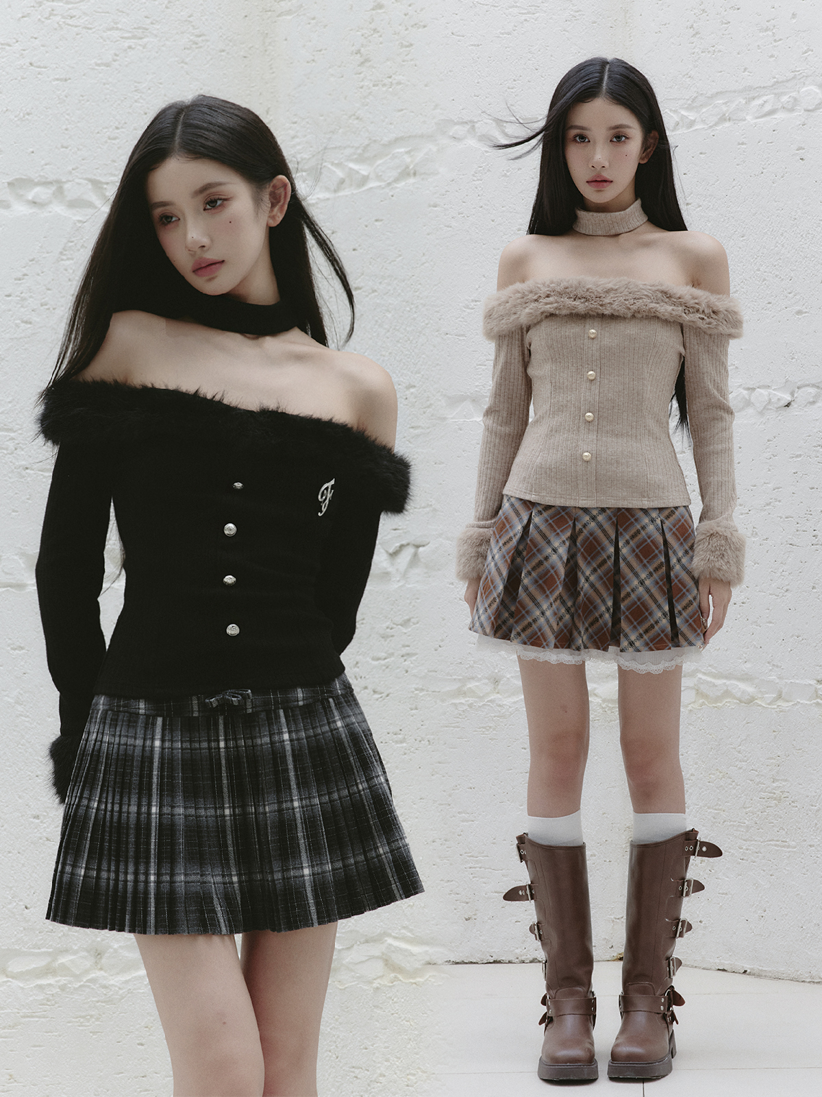 Fluffy Warm Tea Plush One-Shoulder Fitted Top - Trendy Hot Girl Base Shirt for Cozy Chic Style Fluffy Warm Tea Plush One-Shoulder Fitted Top - Trendy Hot Girl Base Shirt for Cozy Chic Style