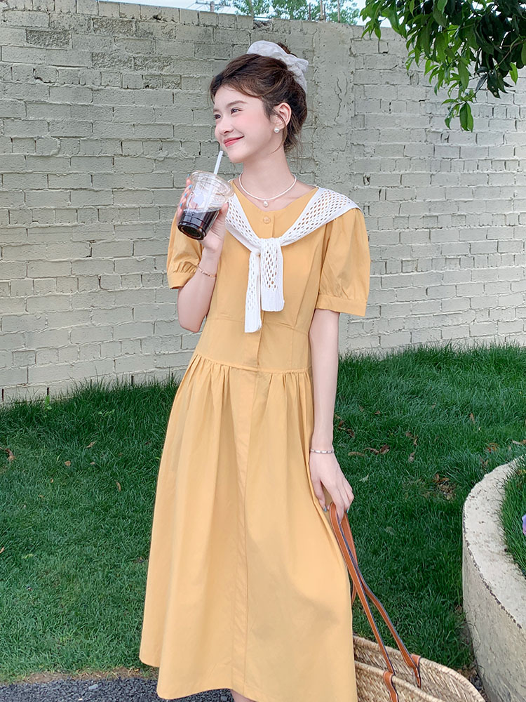 Forest-Style Sweet Lace Shawl Puff Sleeve A-Line Dress for Women - 2025 Summer Fashion, Perfect for Petite Figures Forest-Style Sweet Lace Shawl Puff Sleeve A-Line Dress for Women - 2025 Summer Fashion, Perfect for Petite Figures