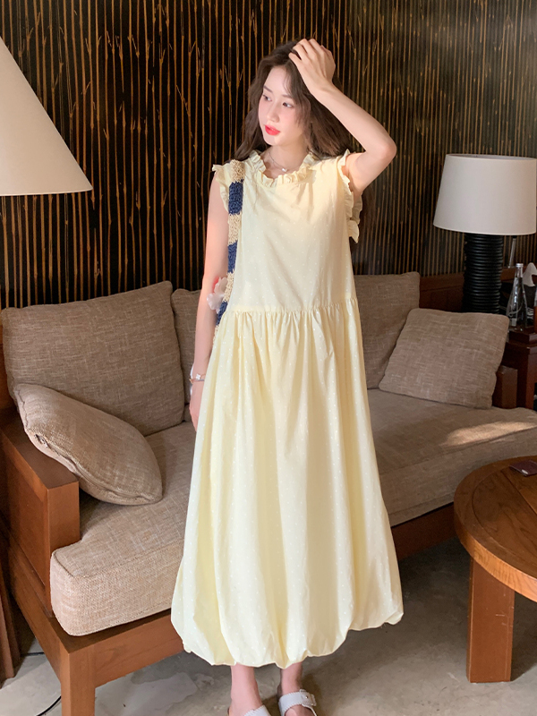 French Minimalist Sleeveless Knee-Length Floral Dress for Women - 2025 Summer Fashion, Sweet Style, Age-Reducing Look