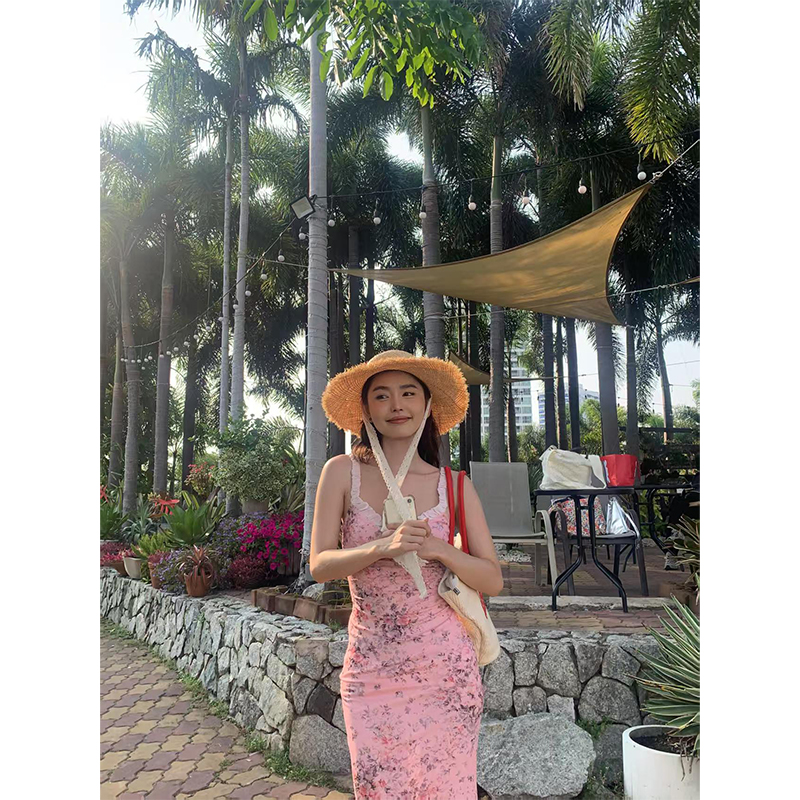 French Romantic Floral Patchwork Pleated Camisole Dress - Vacation Inspiration, Summer Style, Boho Chic