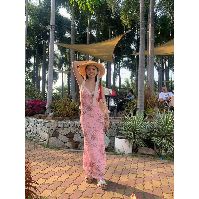 French Romantic Floral Patchwork Pleated Camisole Dress - Vacation Inspiration, Summer Style, Boho Chic French Romantic Floral Patchwork Pleated Camisole Dress - Vacation Inspiration, Summer Style, Boho Chic