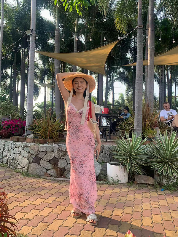 French Romantic Floral Patchwork Pleated Camisole Dress - Vacation Inspiration, Summer Style, Boho Chic French Romantic Floral Patchwork Pleated Camisole Dress - Vacation Inspiration, Summer Style, Boho Chic