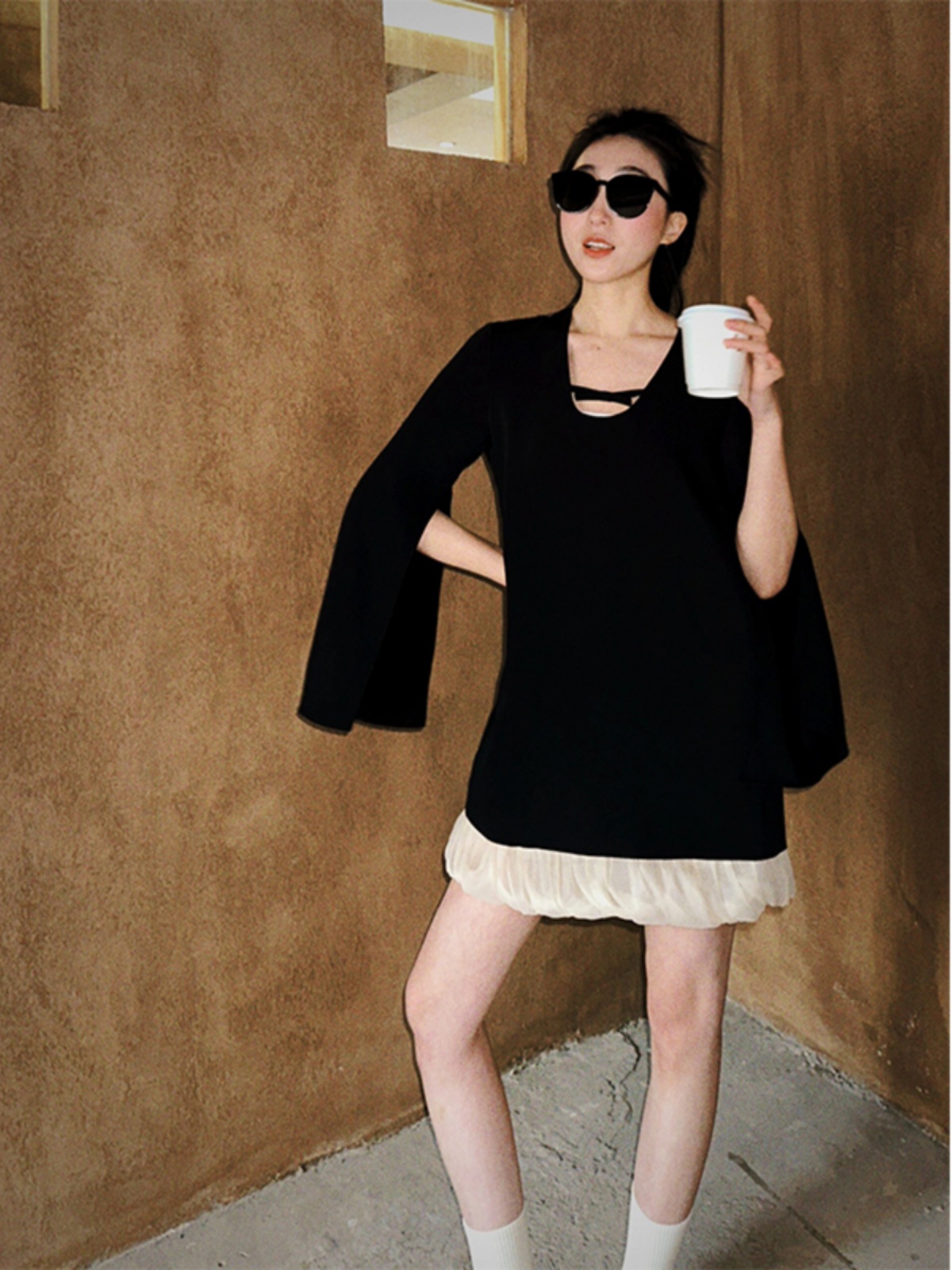 French-Style A-Line Dress with Split Sleeves | High-End Women's Fashion Skirt | Elegant Evening Wear