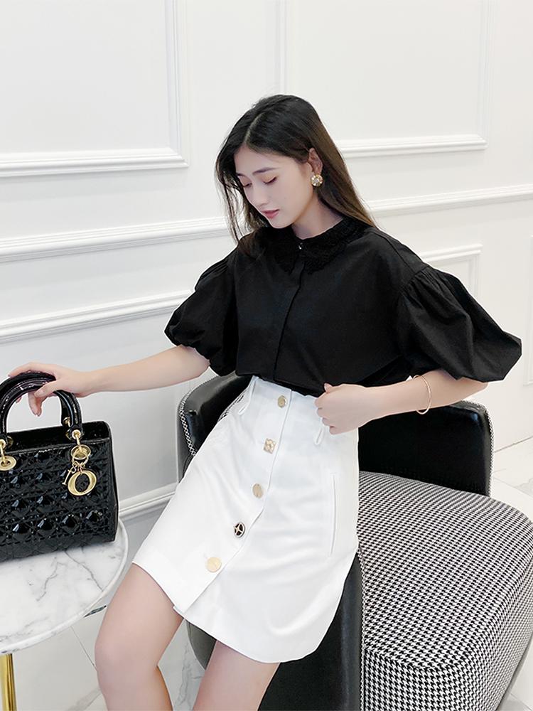 French Style A-Line Skirt for Summer 2025 - Slimming Short Skirt with Single Row Metal Buttons - Versatile European Fashion French Style A-Line Skirt for Summer 2025 - Slimming Short Skirt with Single Row Metal Buttons - Versatile European Fashion