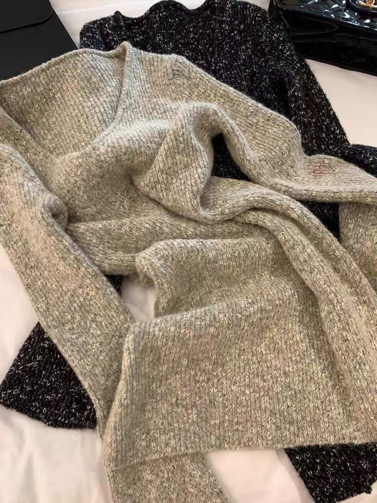 French-Style Knitted Dress for Women - V-Neck Black Inner Layer Short Skirt, High-End Winter Fashion French-Style Knitted Dress for Women - V-Neck Black Inner Layer Short Skirt, High-End Winter Fashion