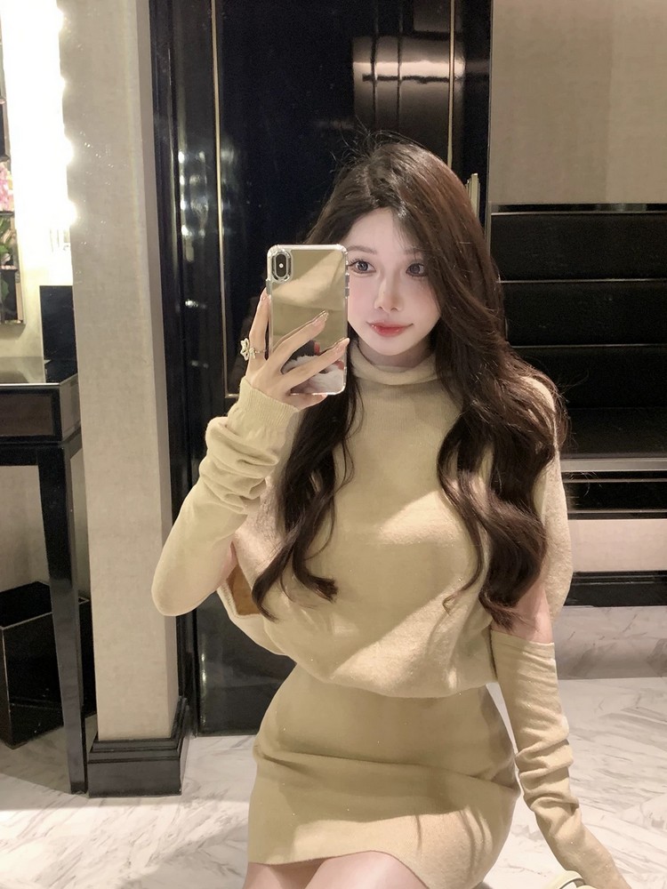 French Style Long Sleeve Knitted Dress for Women, Waist-Cinching Bodycon Sweater Dress, Spring Fashion, Chic and Unique Design French Style Long Sleeve Knitted Dress for Women, Waist-Cinching Bodycon Sweater Dress, Spring Fashion, Chic and Unique Design