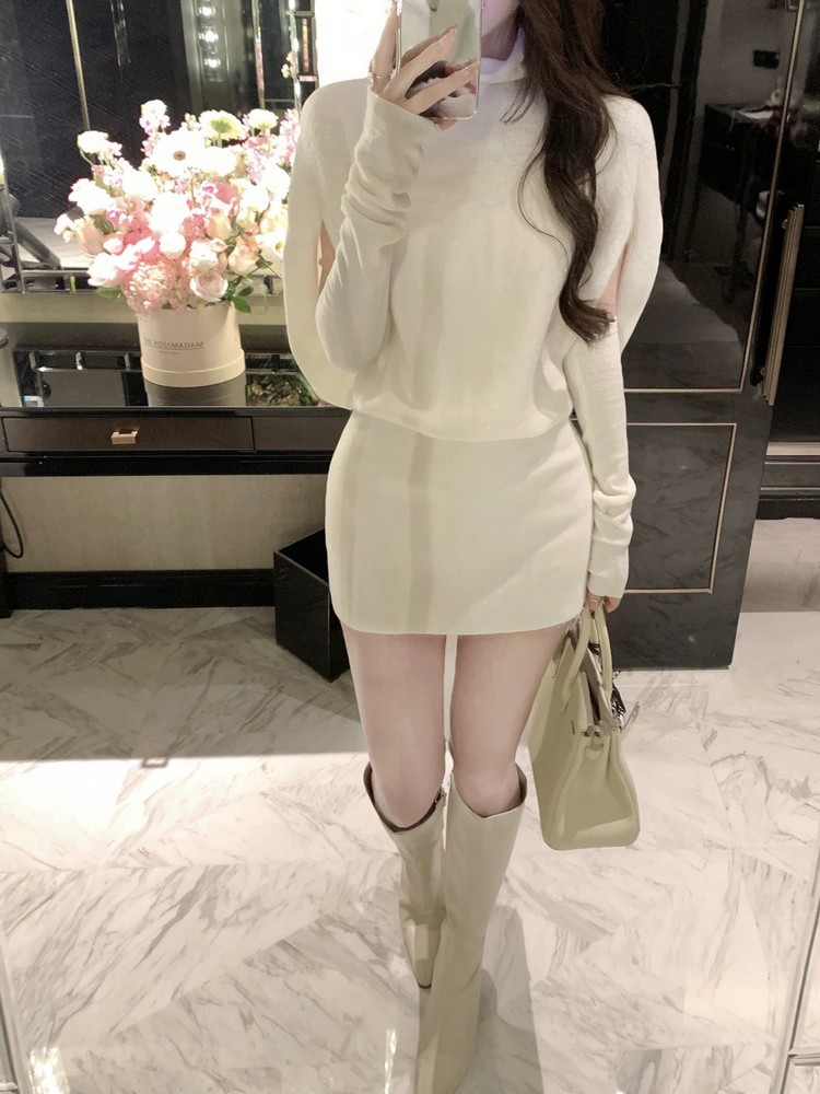 French Style Long Sleeve Knitted Dress for Women, Waist-Cinching Bodycon Sweater Dress, Spring Fashion, Chic and Unique Design French Style Long Sleeve Knitted Dress for Women, Waist-Cinching Bodycon Sweater Dress, Spring Fashion, Chic and Unique Design