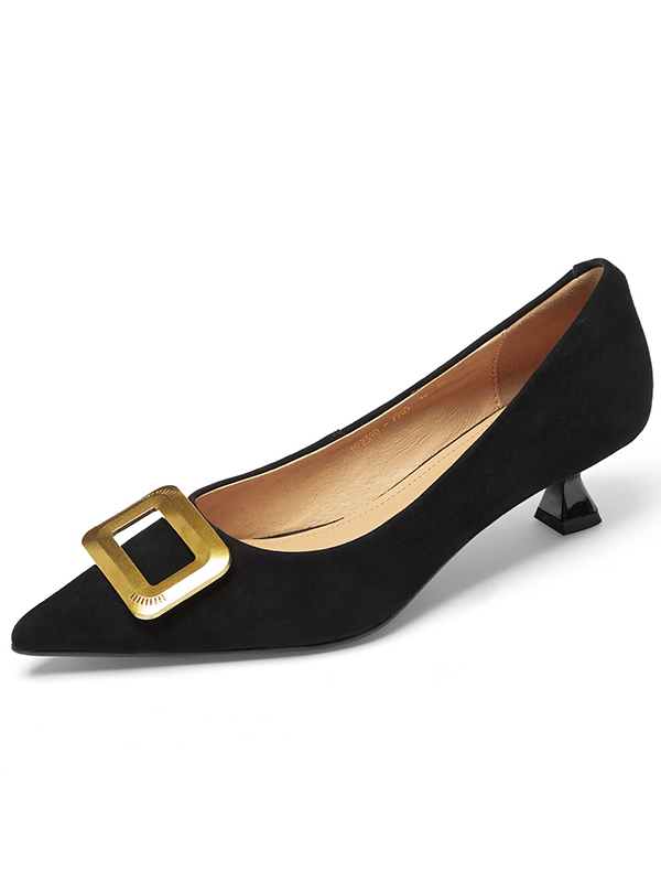 French-Style Pointed-Toe High Heels with Square Buckles - Comfortable Shallow Mouth Commute Shoes for Spring 2025 French-Style Pointed-Toe High Heels with Square Buckles - Comfortable Shallow Mouth Commute Shoes for Spring 2025