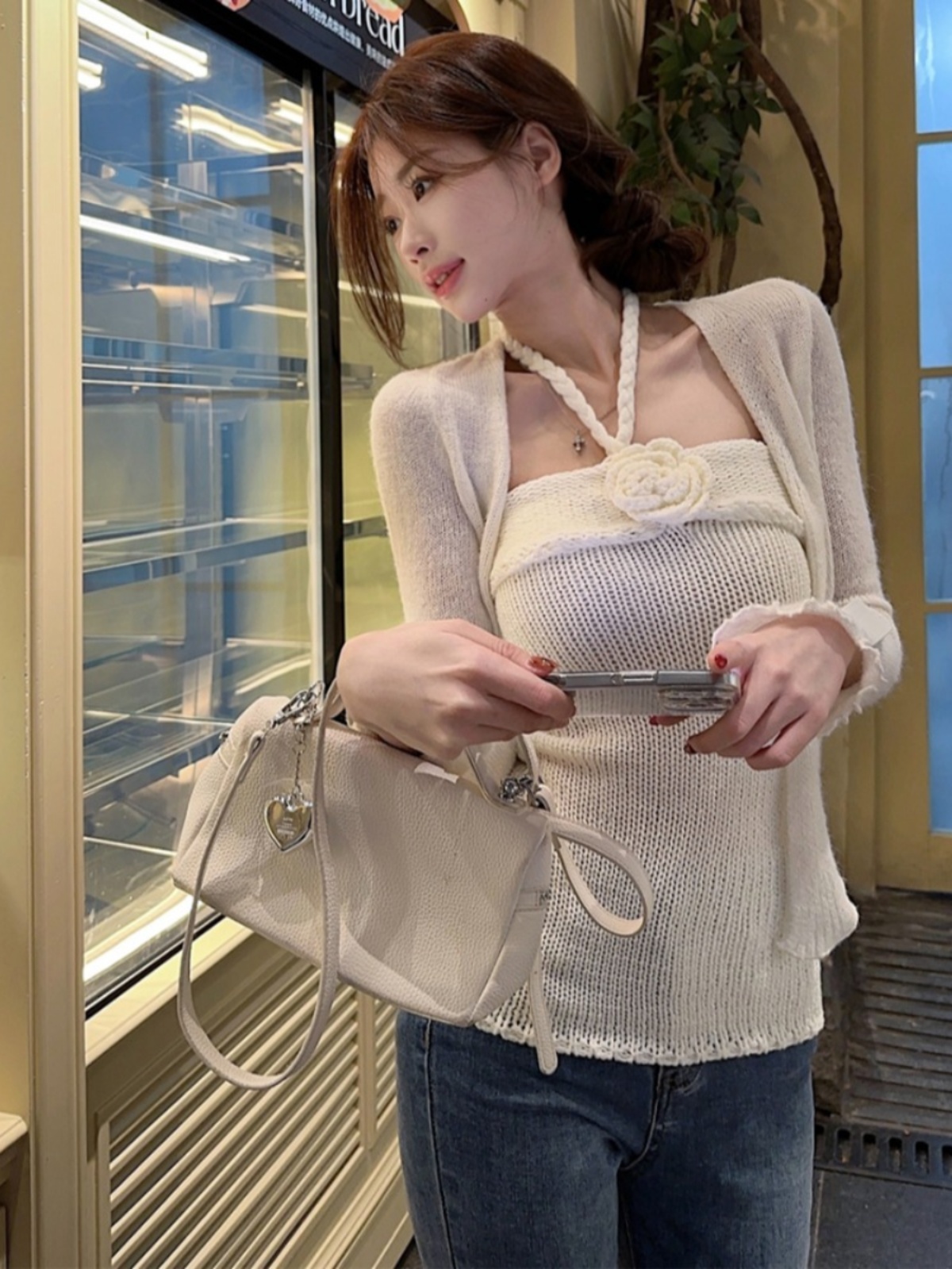 French Style Sexy Camellia Neck Knitted Top for Women - Fashionable Slim Fit, Unique Design, Distinctive Look