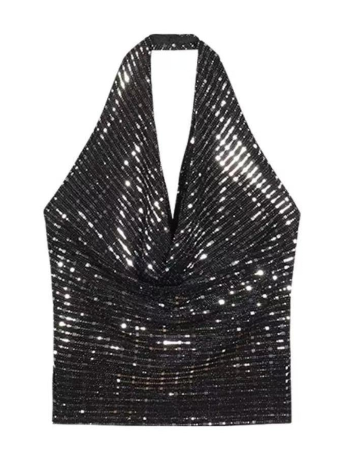 French-Style Sexy Sequined Halter Crop Top for Women, Backless Design for Trendy Street Style, Perfect for Night Out and Parties French-Style Sexy Sequined Halter Crop Top for Women, Backless Design for Trendy Street Style, Perfect for Night Out and Parties