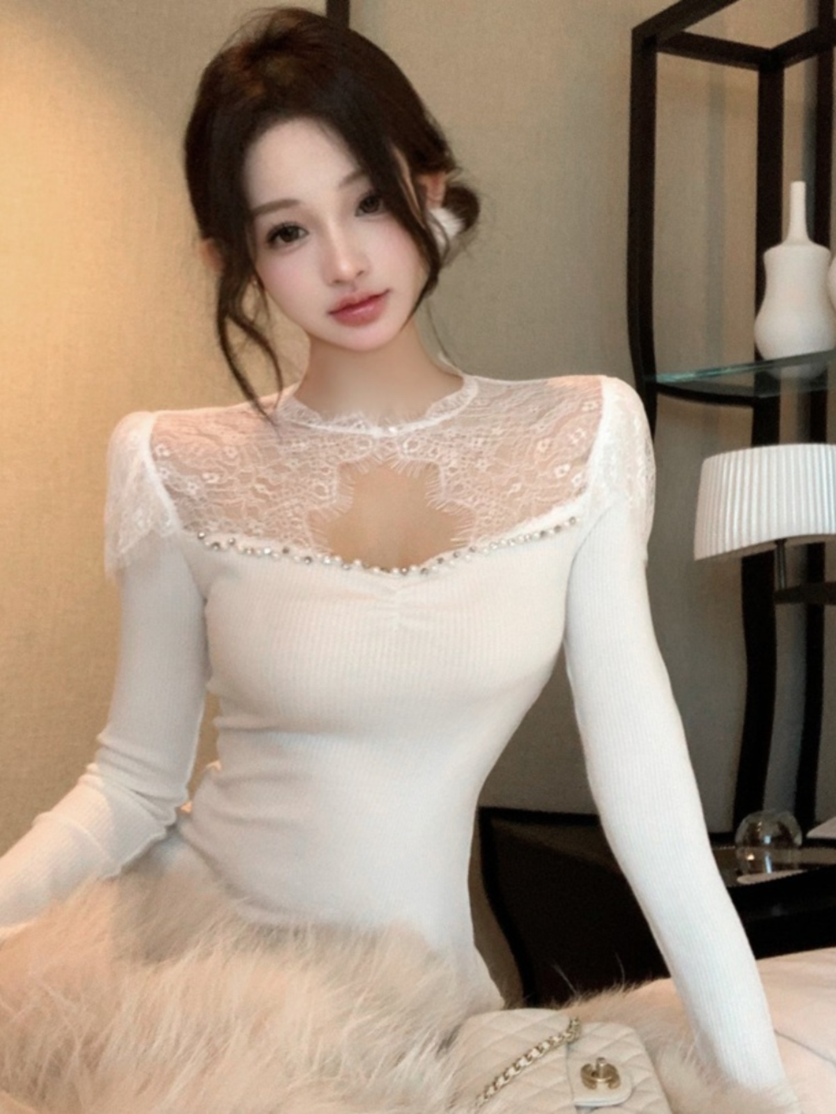 French-Style Sweet Lace Long Sleeve T-Shirt for Women - Unique Exquisite Top for Spring and Autumn Fashion French-Style Sweet Lace Long Sleeve T-Shirt for Women - Unique Exquisite Top for Spring and Autumn Fashion
