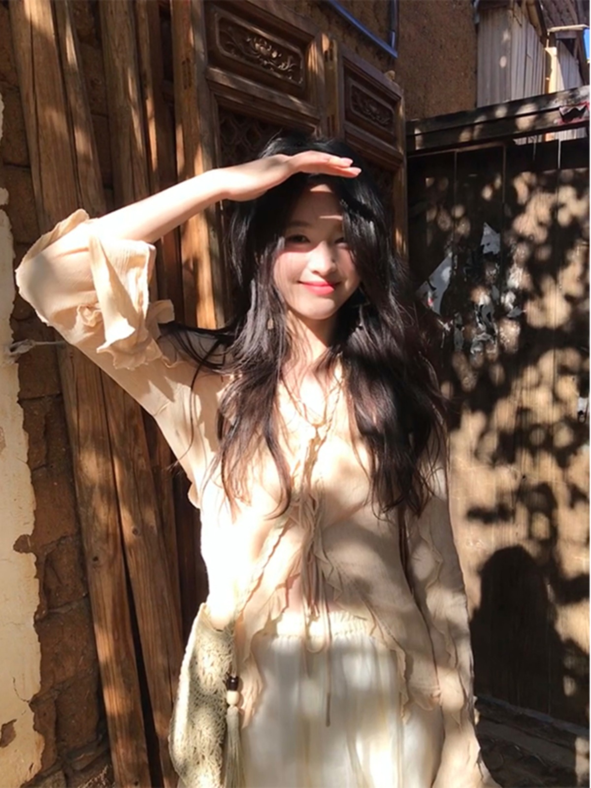 French-Style Textured Pleated Shirt for Women - Versatile Lace Cardigan, Spring Design, Chic Layering Piece French-Style Textured Pleated Shirt for Women - Versatile Lace Cardigan, Spring Design, Chic Layering Piece